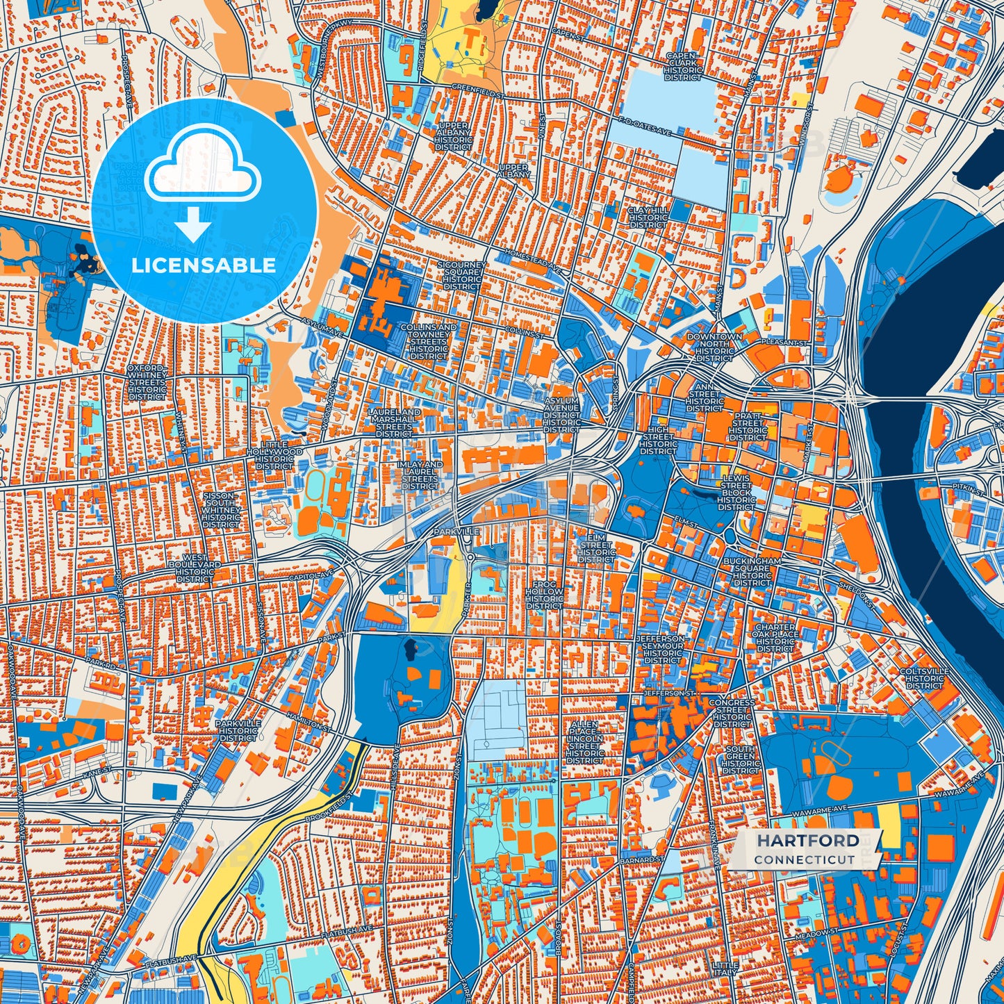 Canvas Print Template of Hartford Street Map