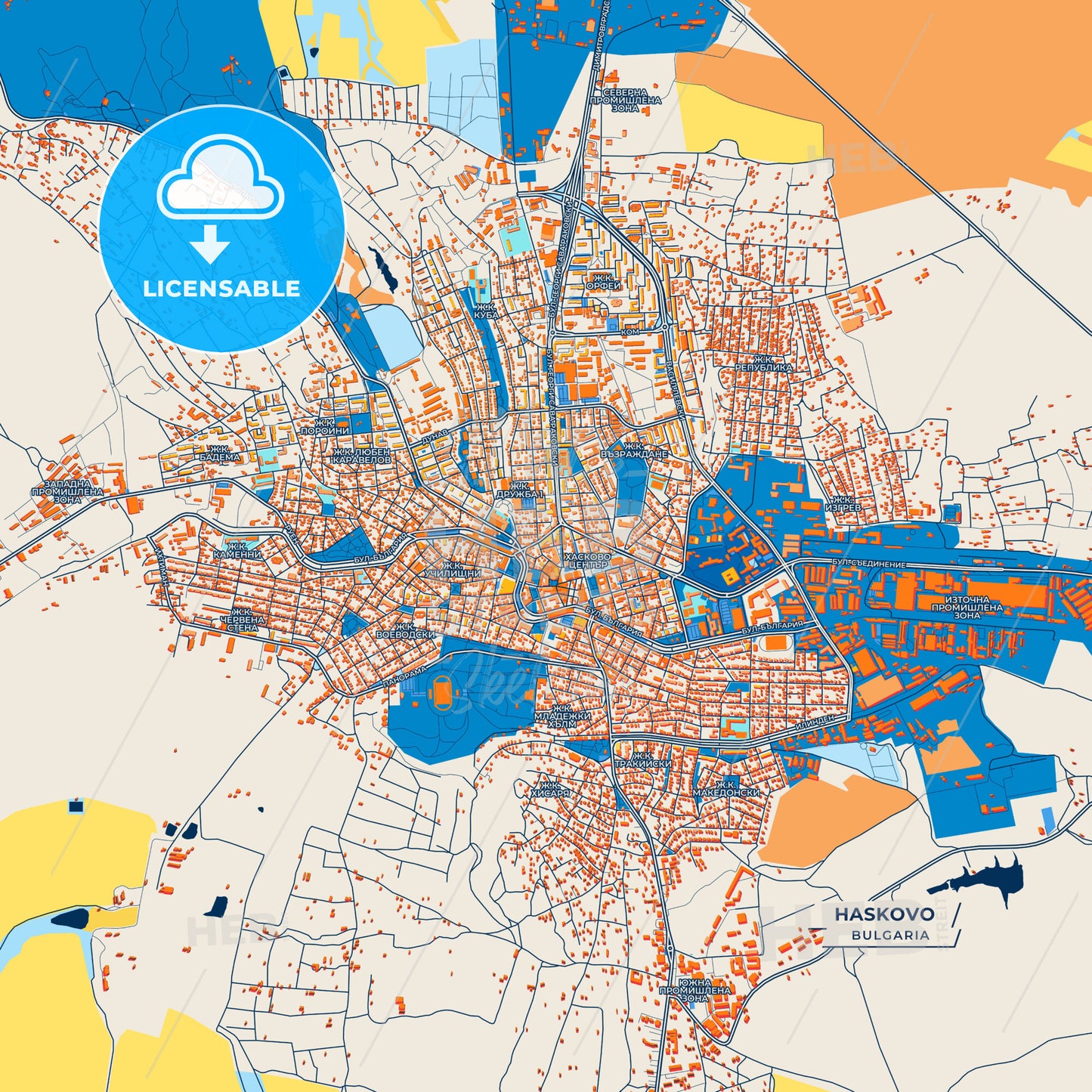 Canvas Print Template of Haskovo Street Map