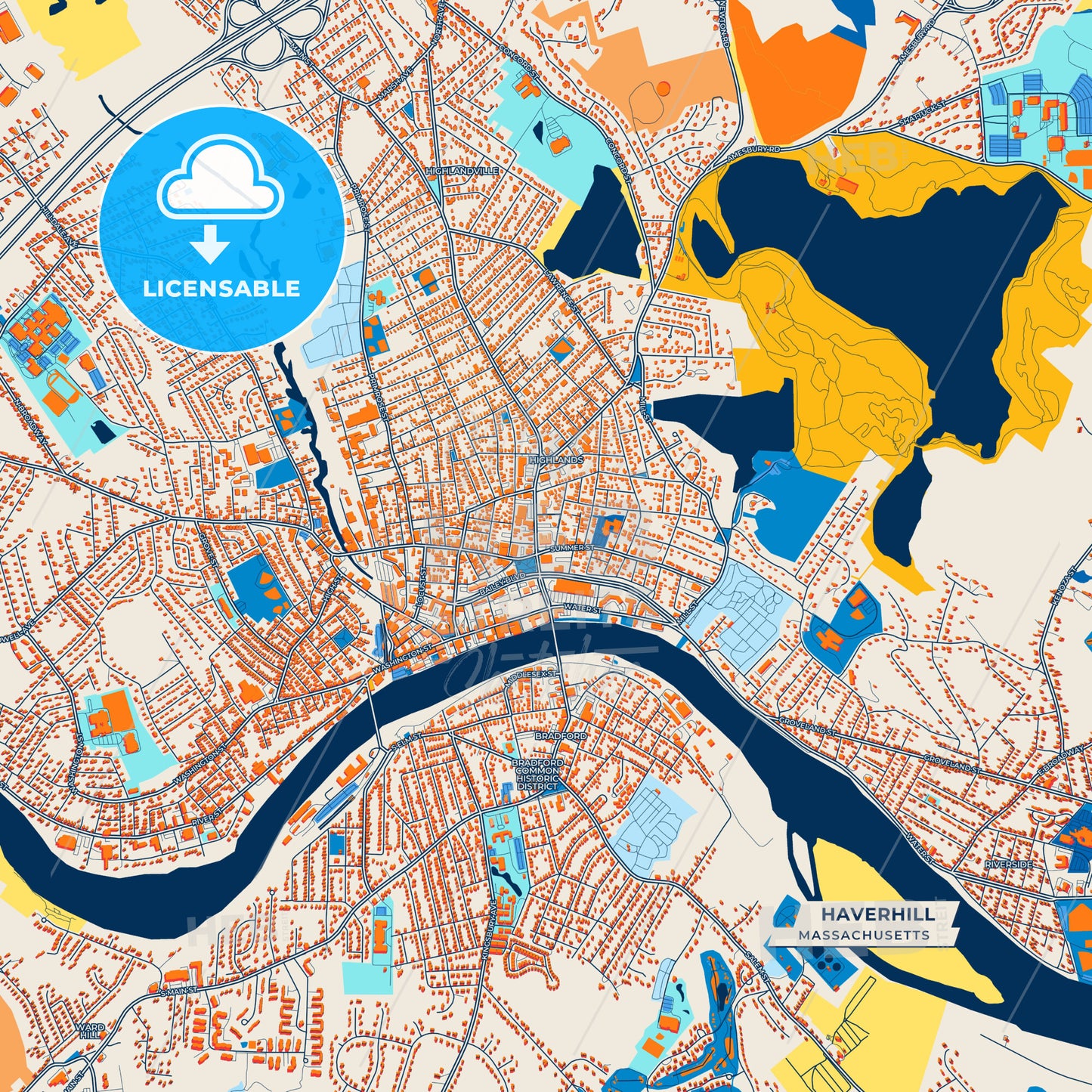 Canvas Print Template of Haverhill Street Map