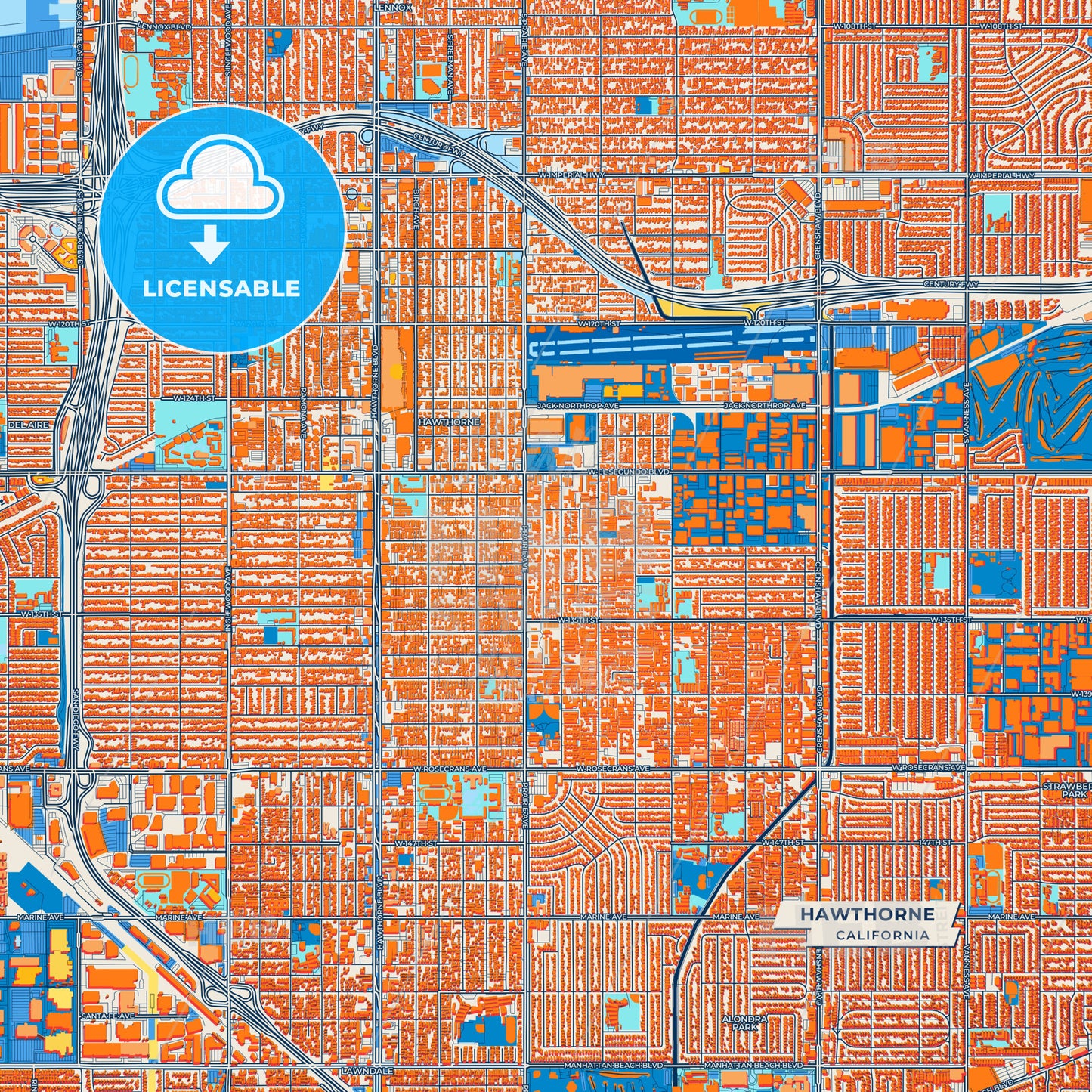 Canvas Print Template of Hawthorne Street Map