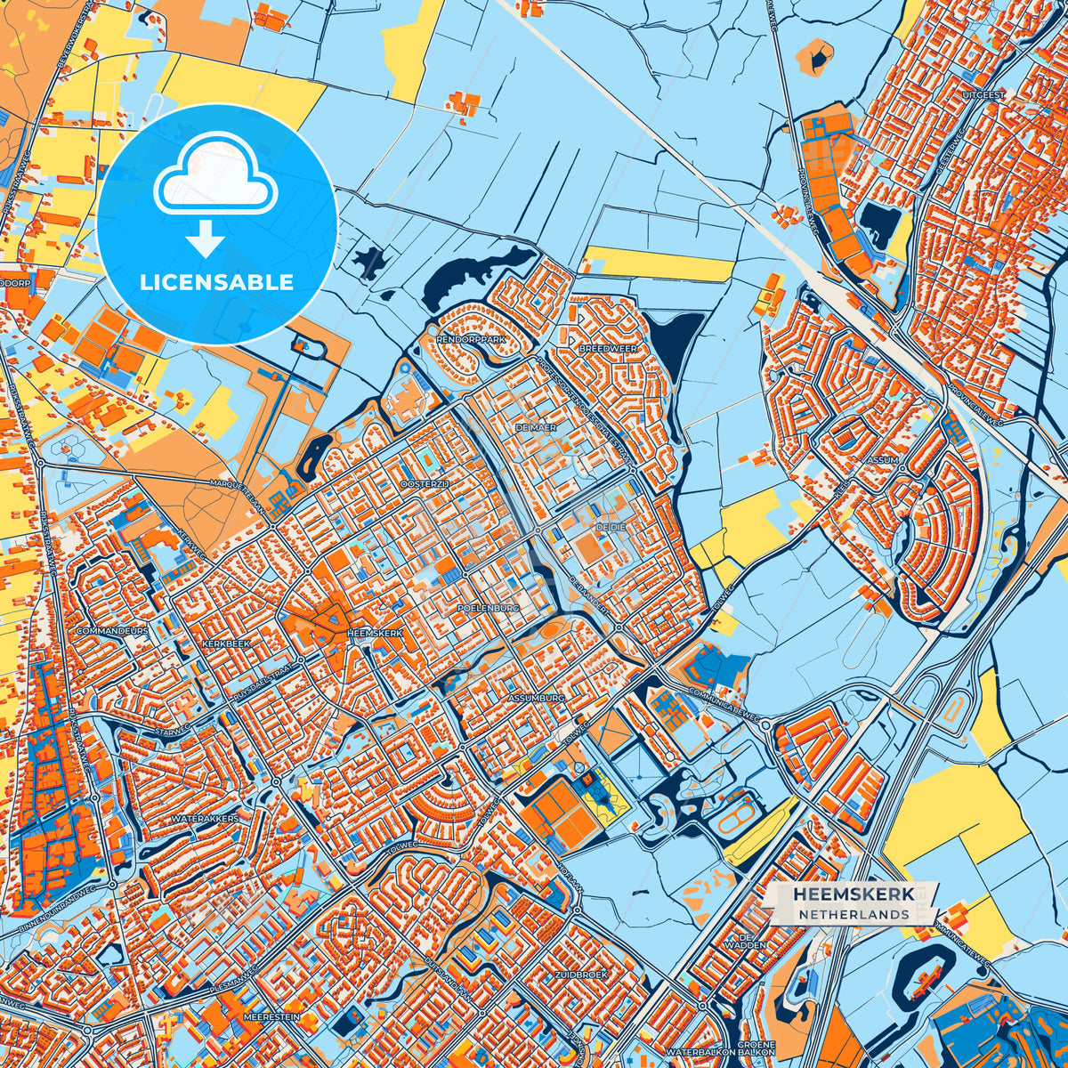 Canvas Print Template of Heemskerk Street Map