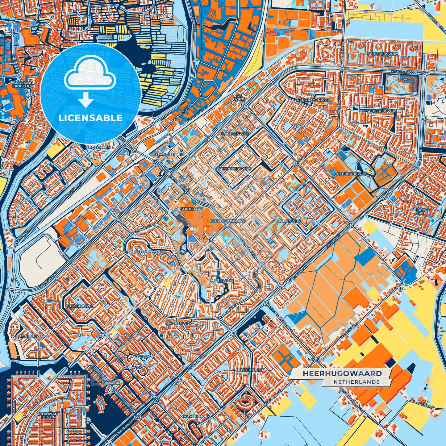 Canvas Print Template of Heerhugowaard Street Map
