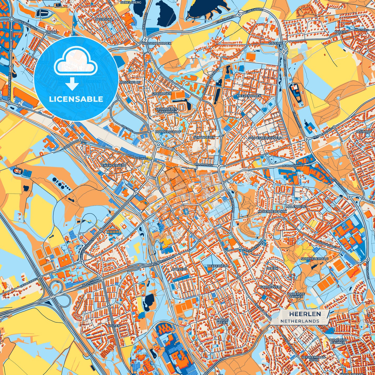 Canvas Print Template of Heerlen Street Map