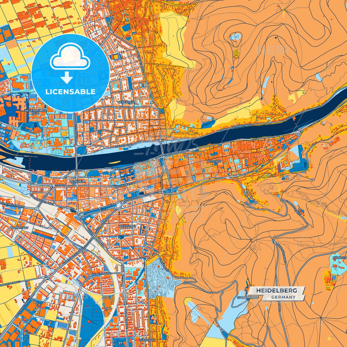 Canvas Print Template of Heidelberg Street Map