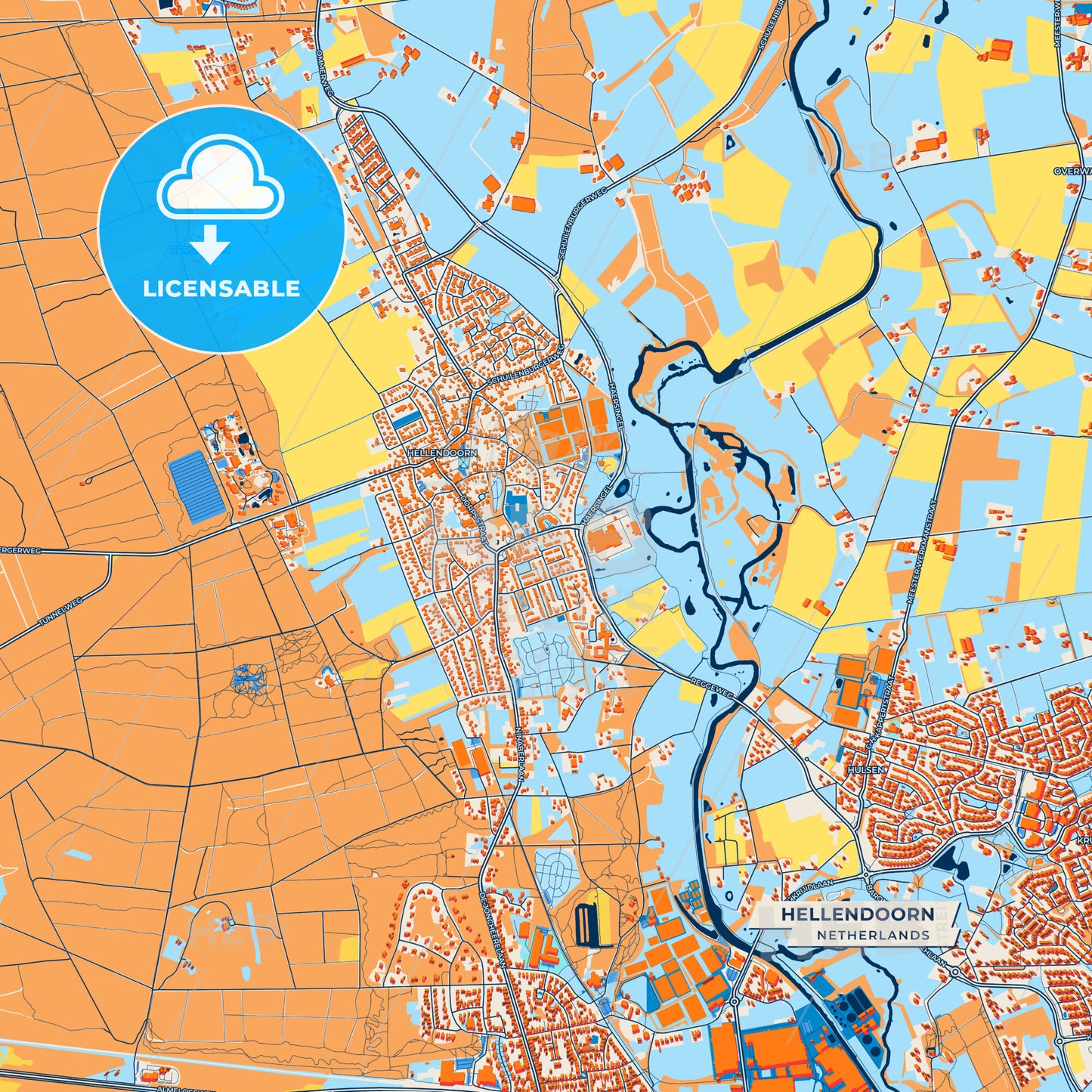 Canvas Print Template of Hellendoorn Street Map