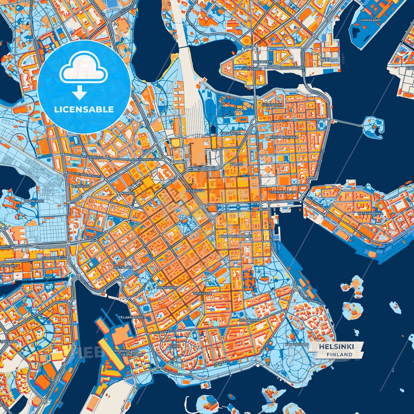 Canvas Print Template of Helsinki Street Map