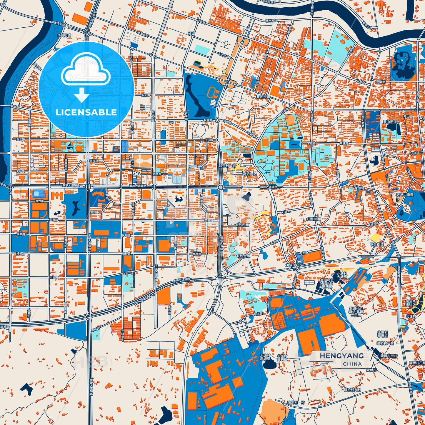 Canvas Print Template of Hengyang Street Map
