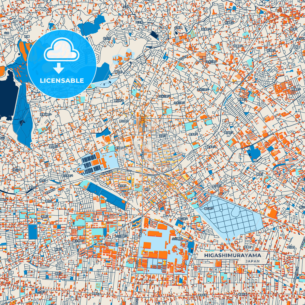 Canvas Print Template of Higashimurayama Street Map