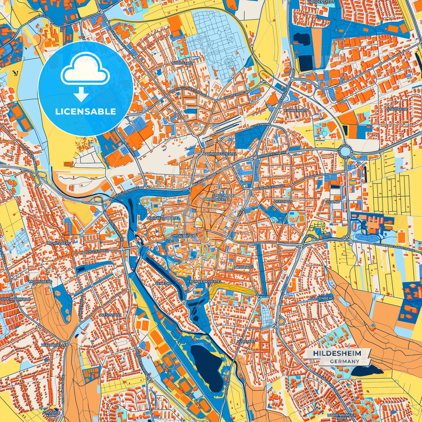 Canvas Print Template of Hildesheim Street Map