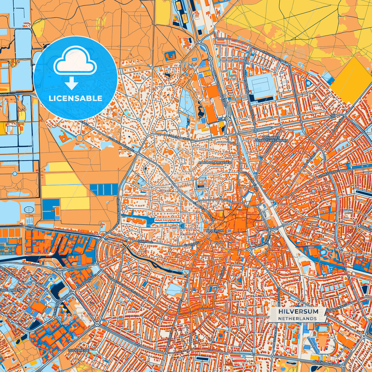 Canvas Print Template of Hilversum Street Map
