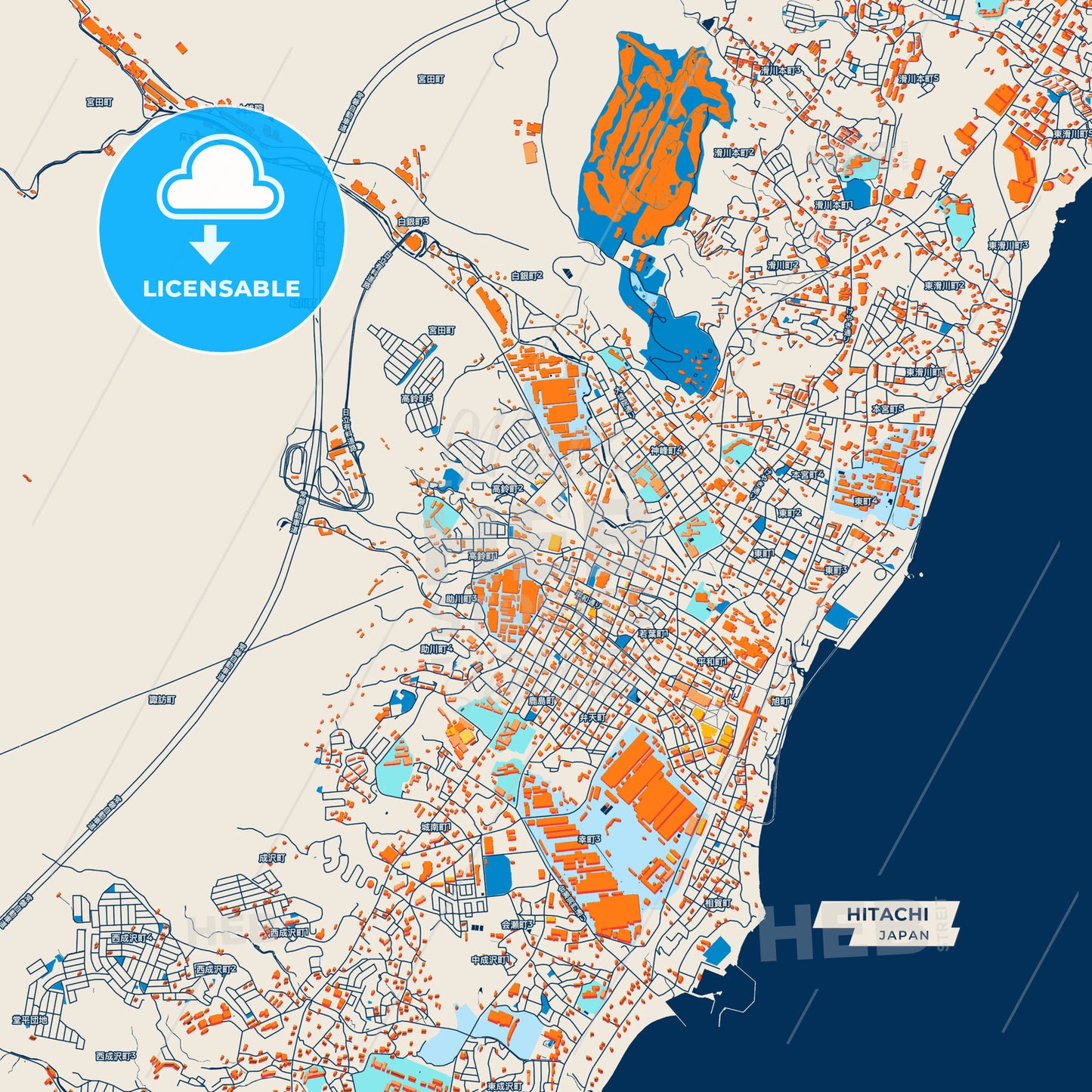 Canvas Print Template of Hitachi Street Map