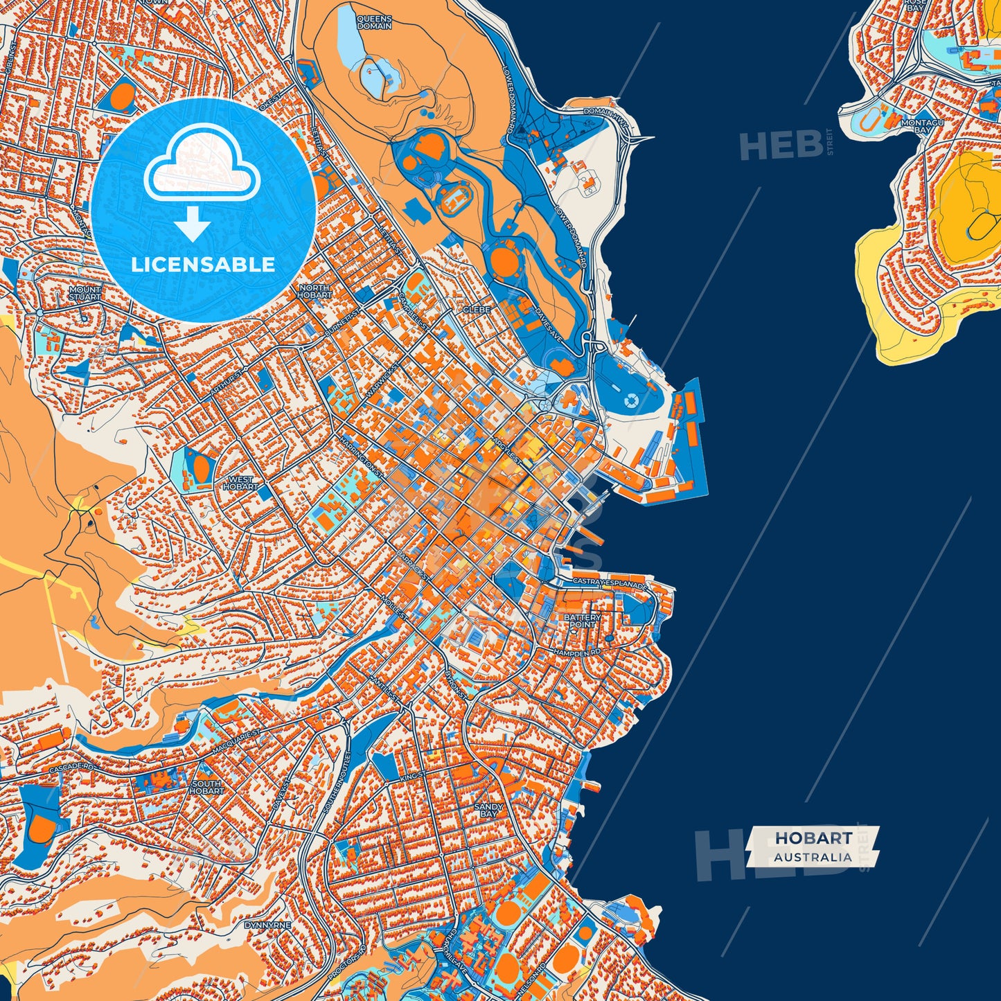 Canvas Print Template of Hobart Street Map