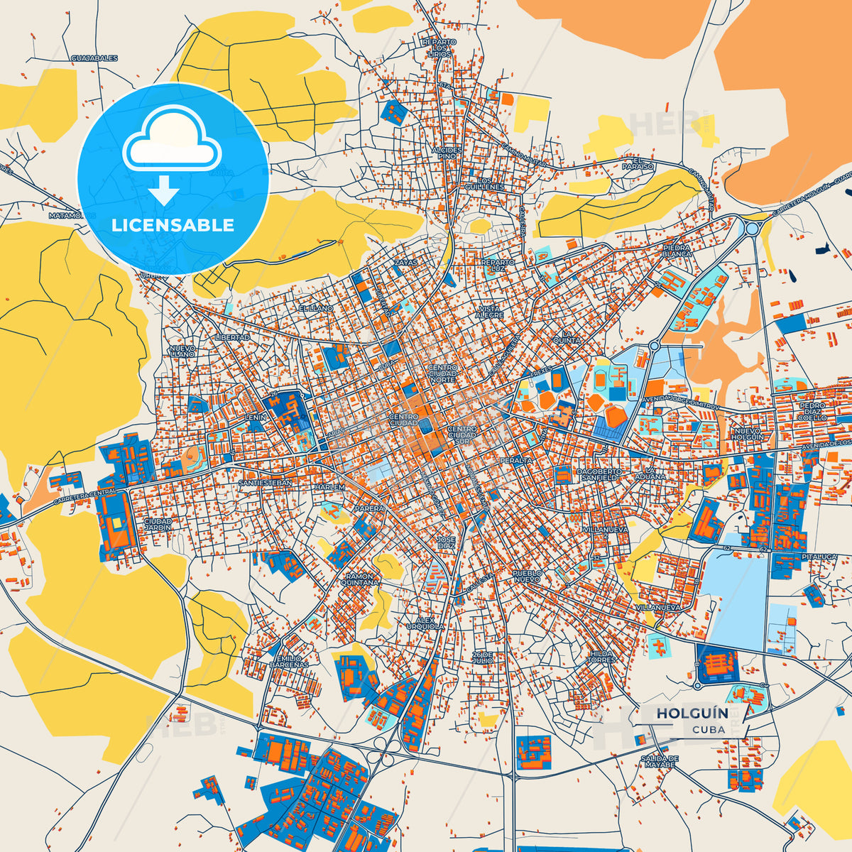 Canvas Print Template of Holguín Street Map