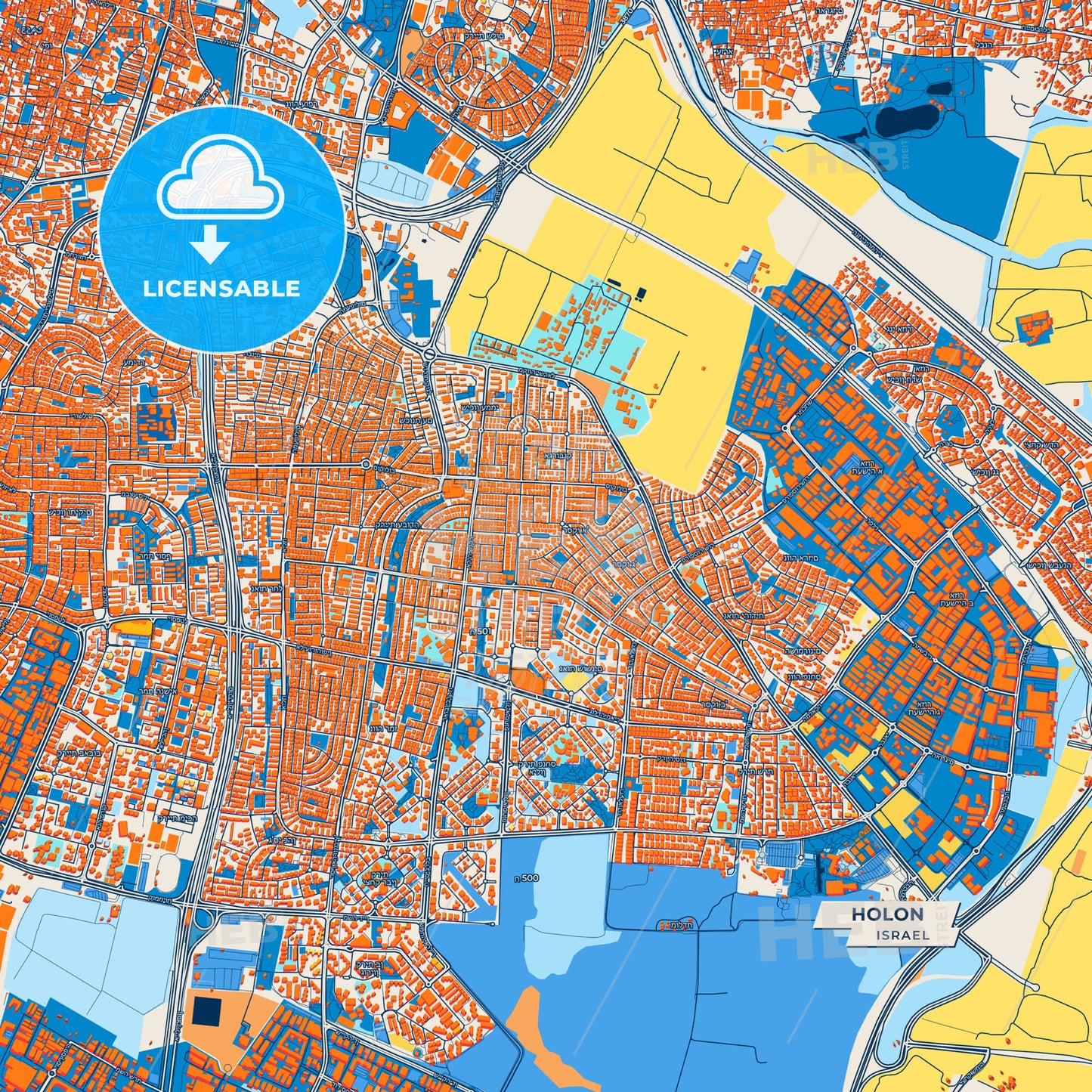 Canvas Print Template of Holon Street Map