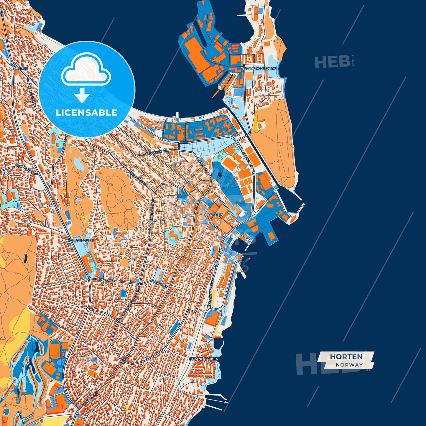 Canvas Print Template of Horten Street Map