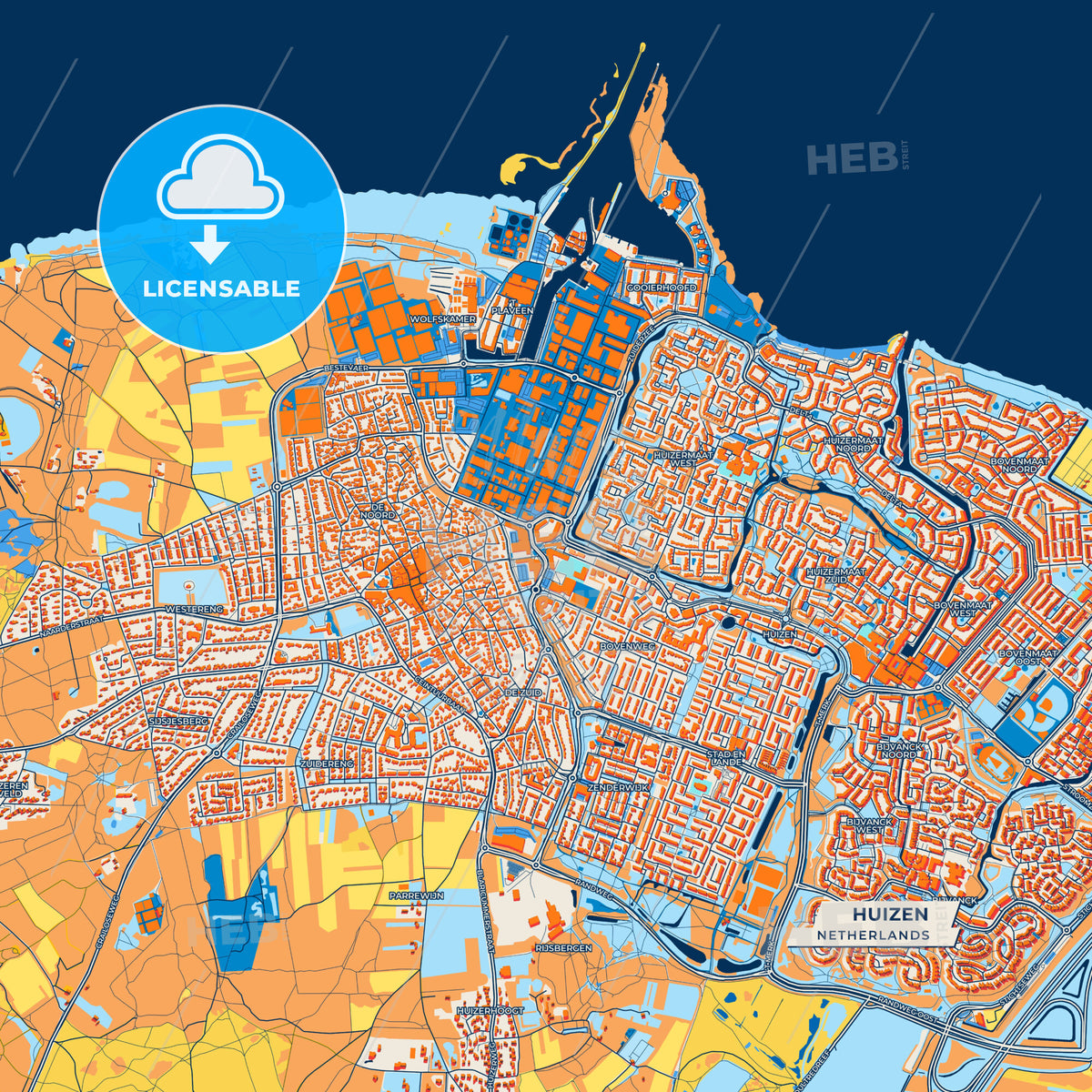 Canvas Print Template of Huizen Street Map