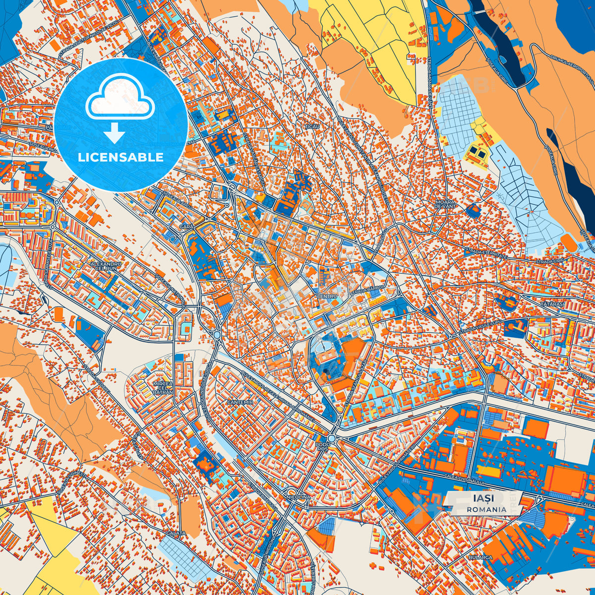 Canvas Print Template of Iași Street Map