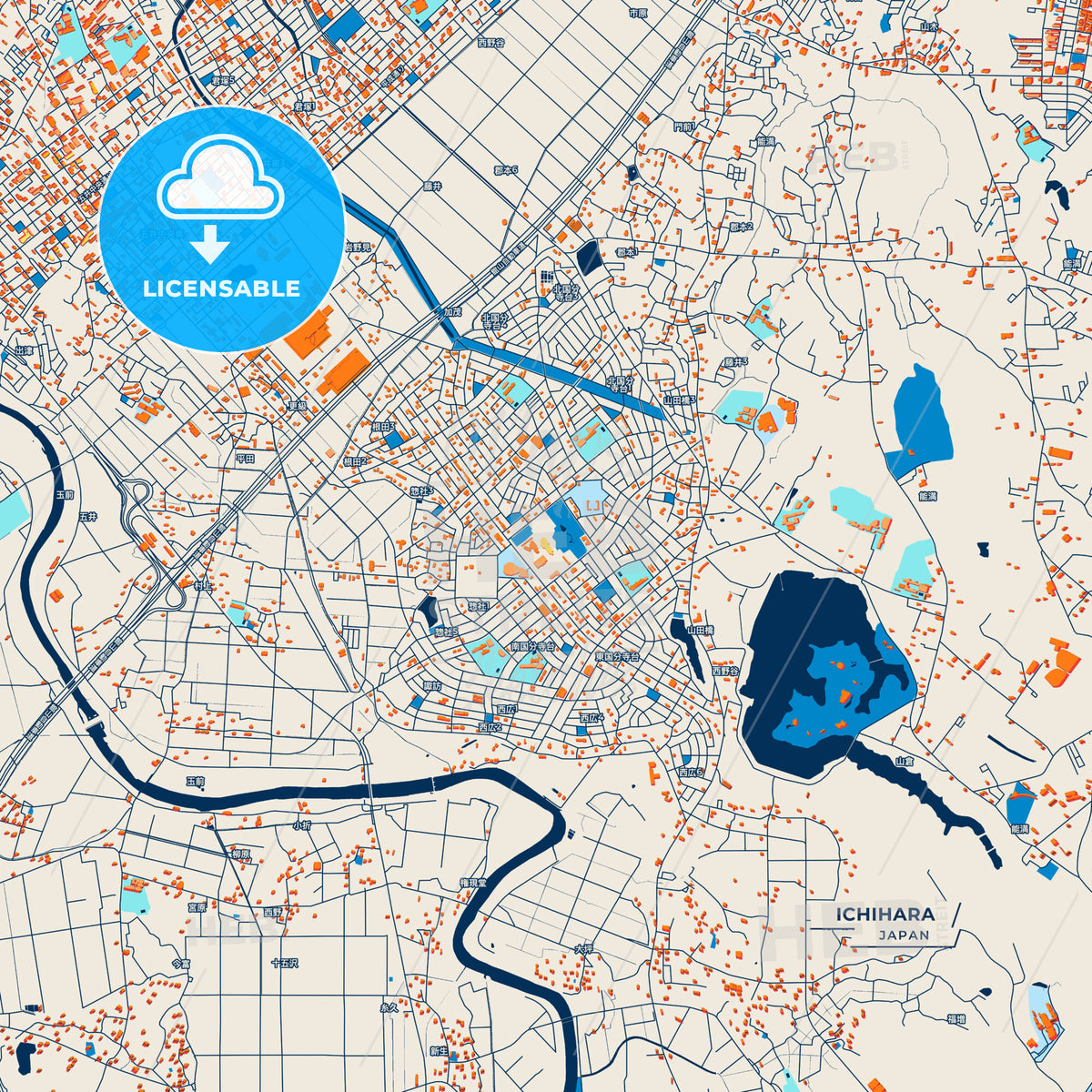 Canvas Print Template of Ichihara Street Map