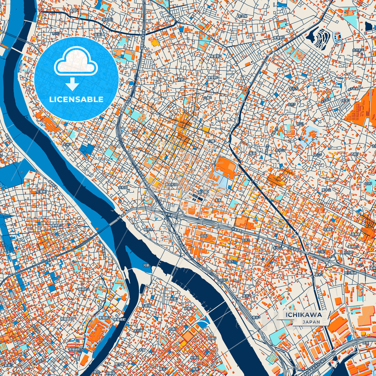Canvas Print Template of Ichikawa Street Map