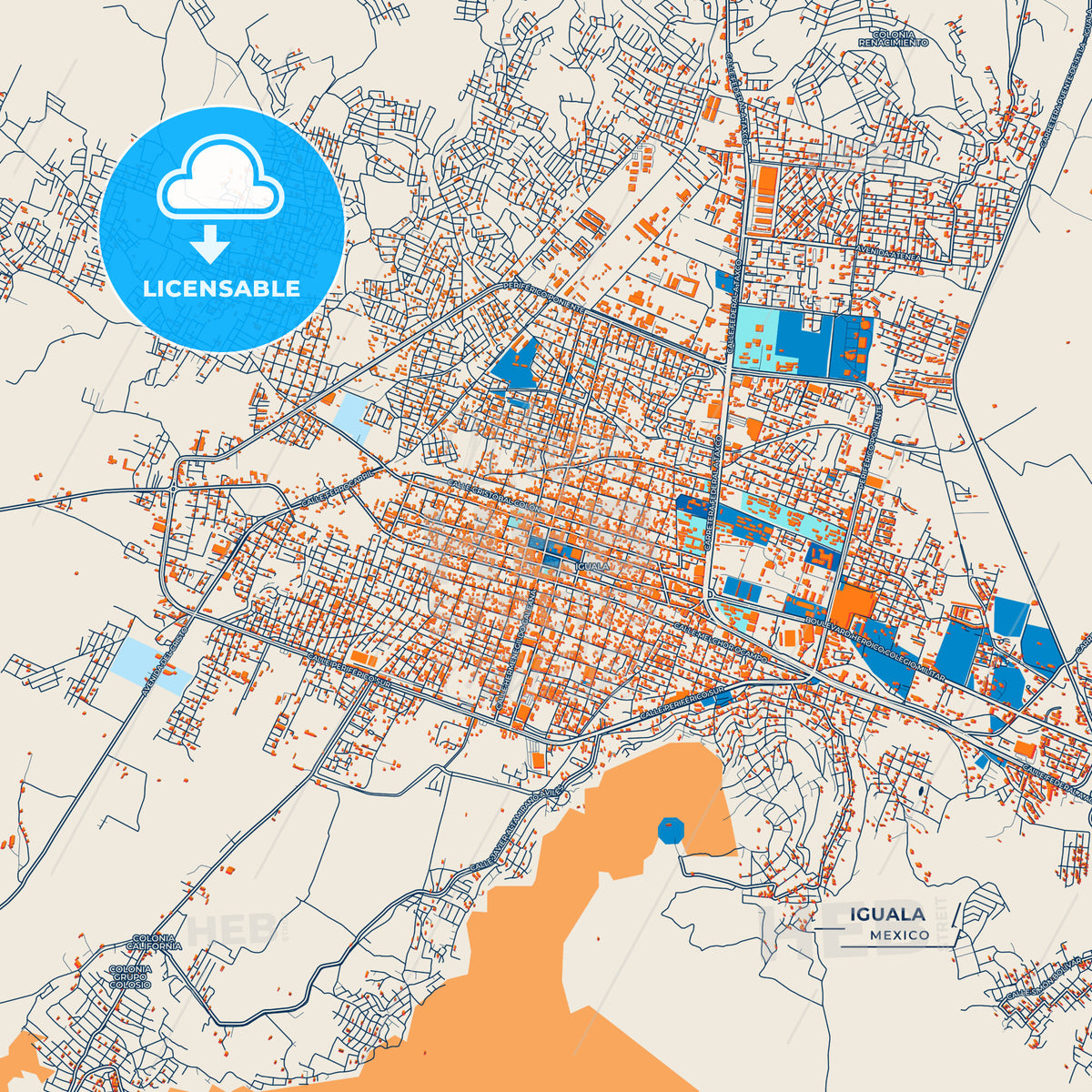 Canvas Print Template of Iguala Street Map
