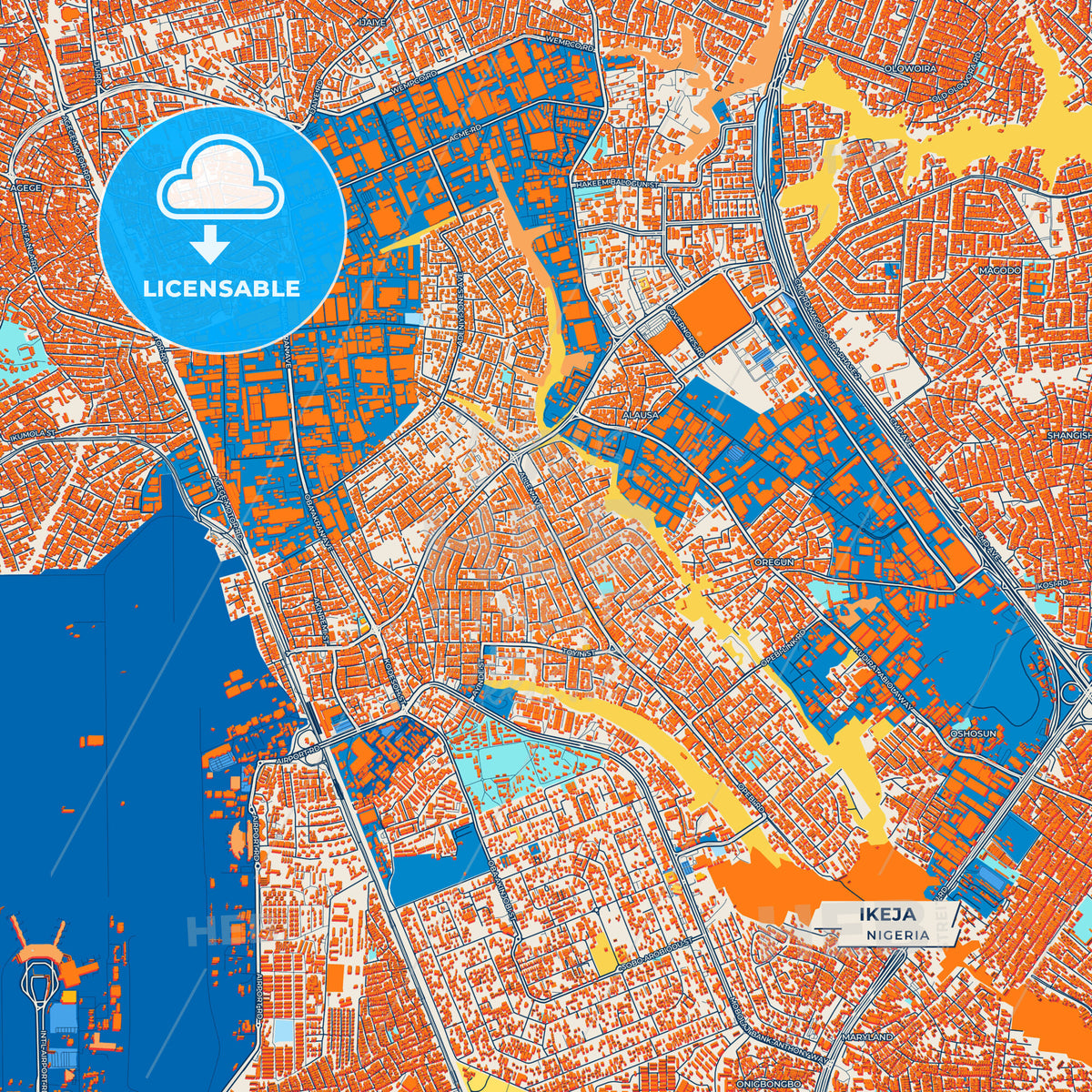 Canvas Print Template of Ikeja Street Map