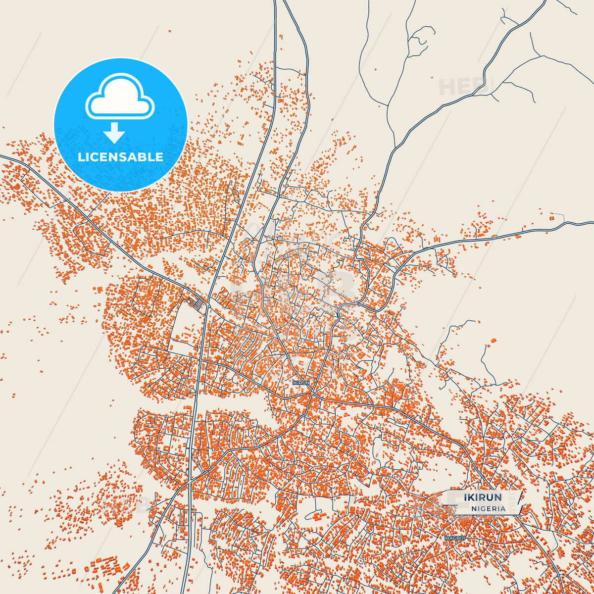 Canvas Print Template of Ikirun Street Map