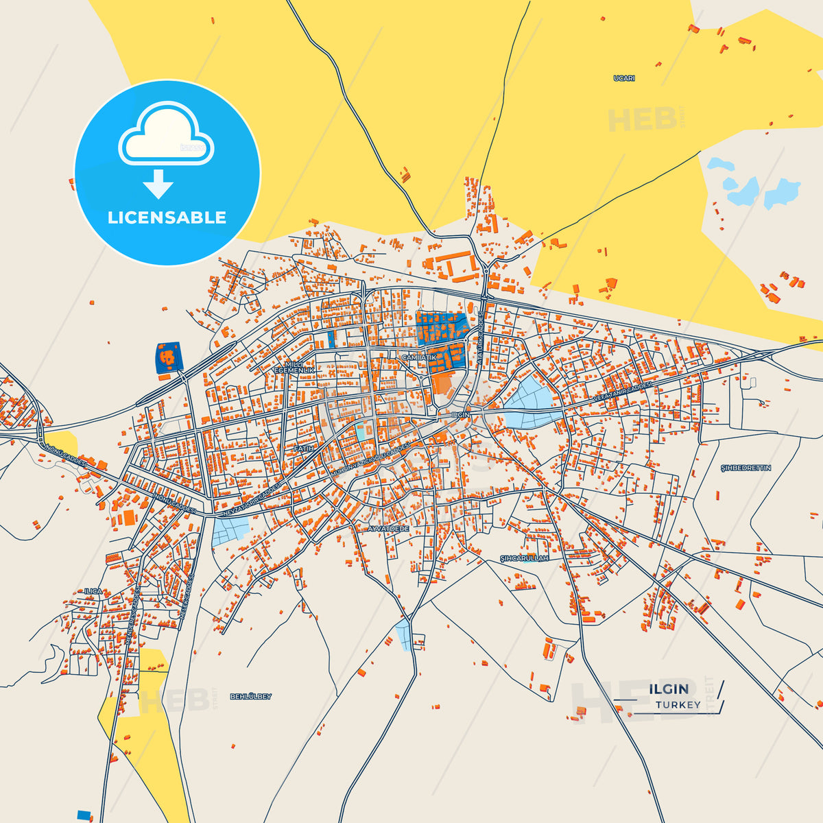 Canvas Print Template of Ilgın Street Map