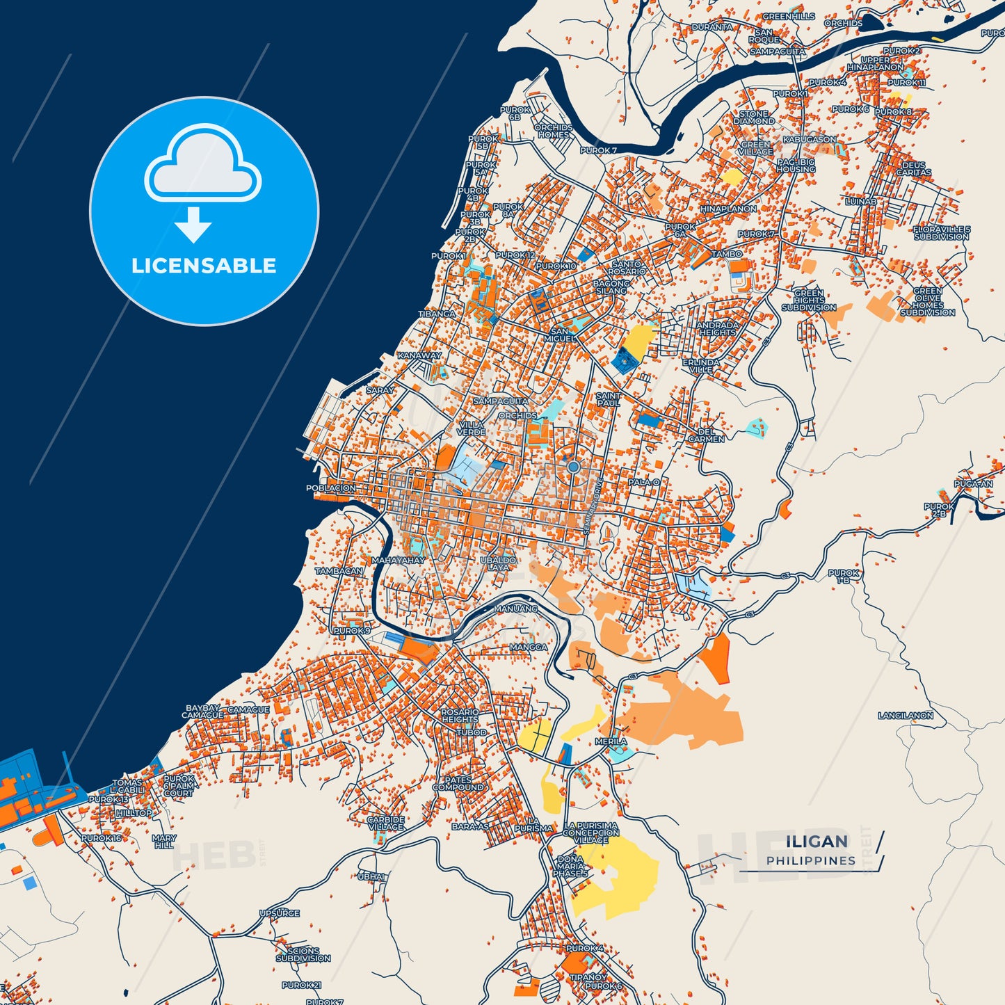 Canvas Print Template of Iligan Street Map