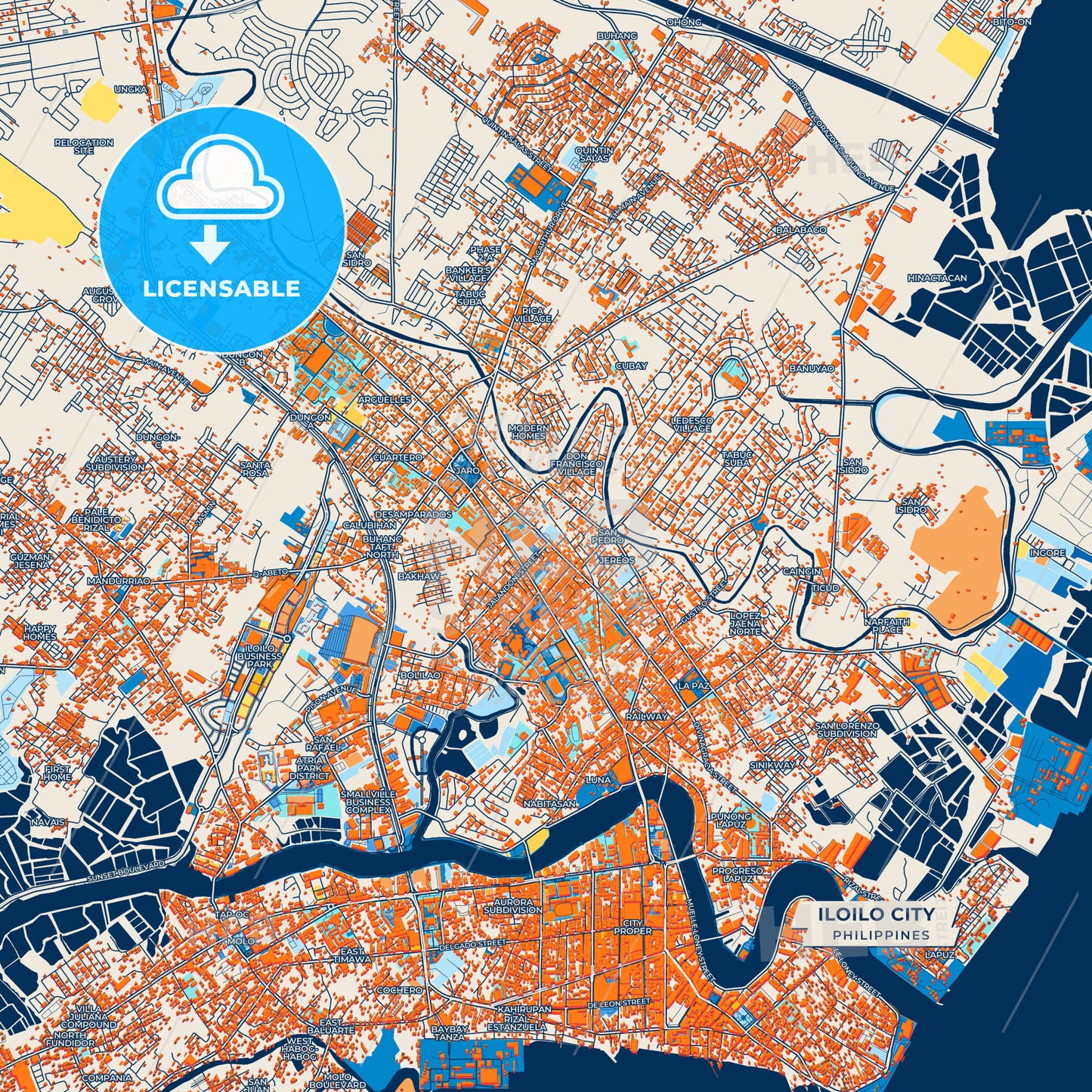 Canvas Print Template of Iloilo City Street Map