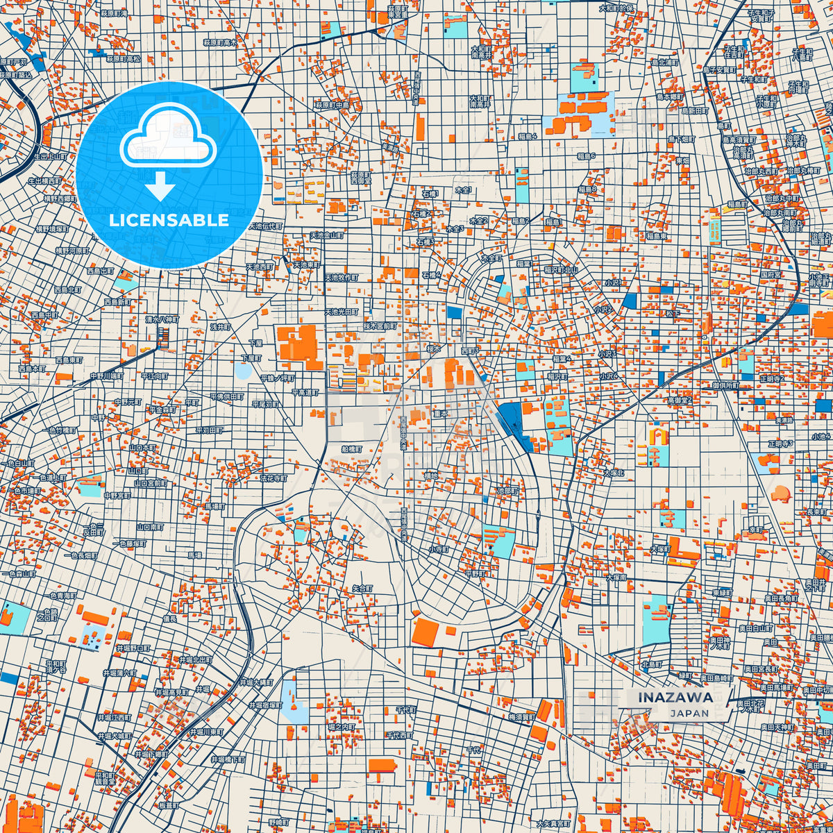 Canvas Print Template of Inazawa Street Map