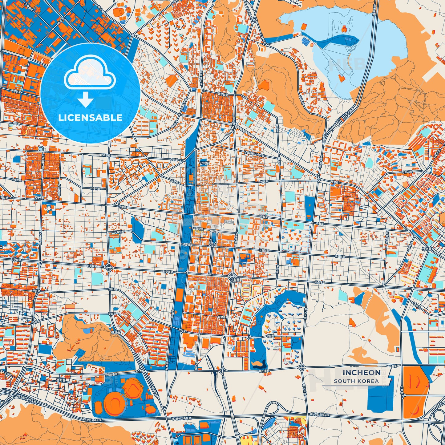 Canvas Print Template of Incheon Street Map
