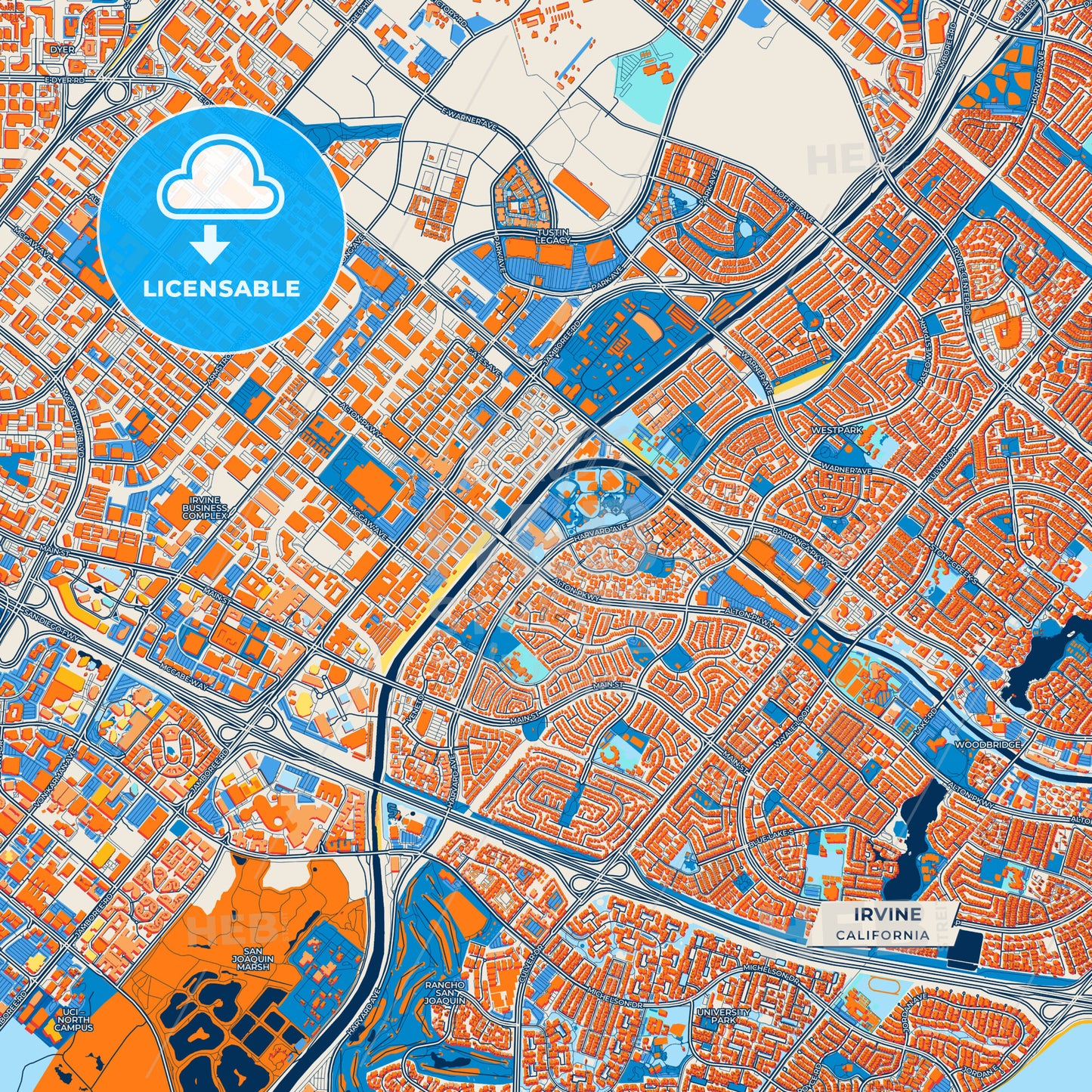 Canvas Print Template of Irvine Street Map