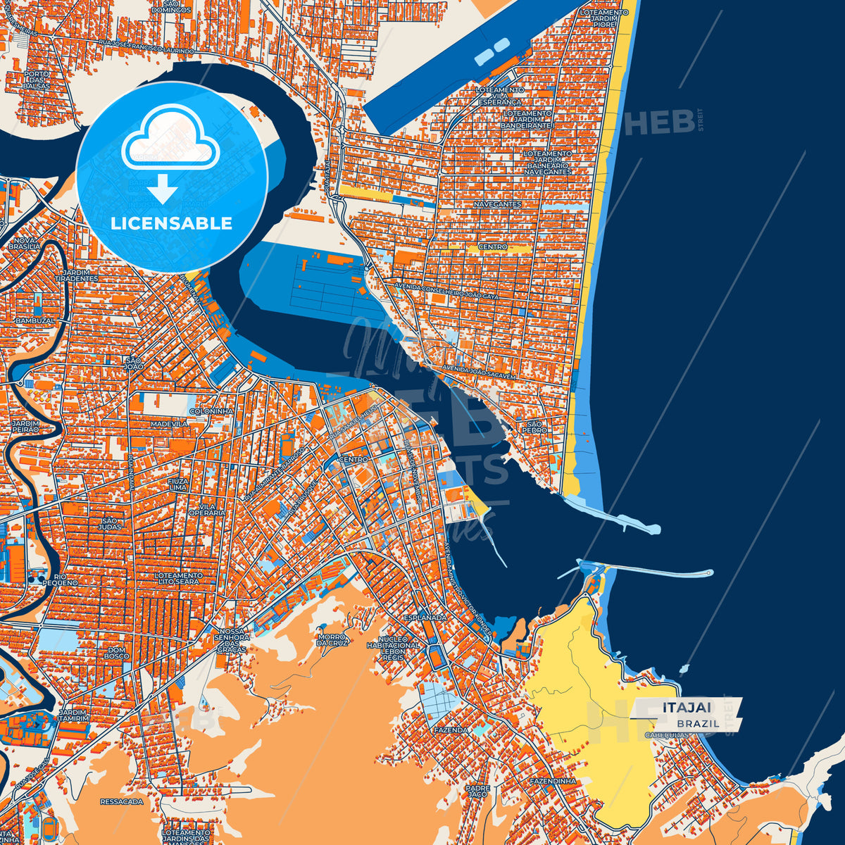 Canvas Print Template of Itajai Street Map
