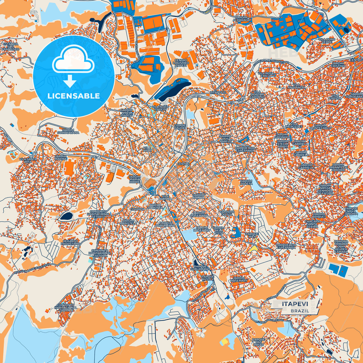 Canvas Print Template of Itapevi Street Map