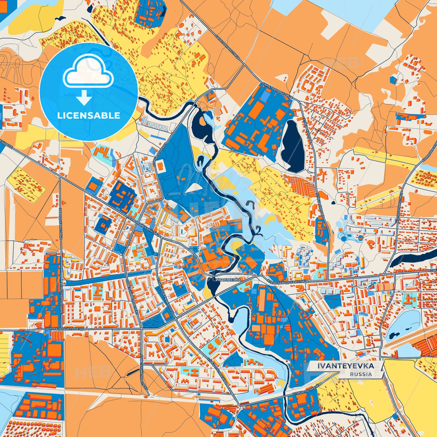 Canvas Print Template of Ivanteyevka Street Map