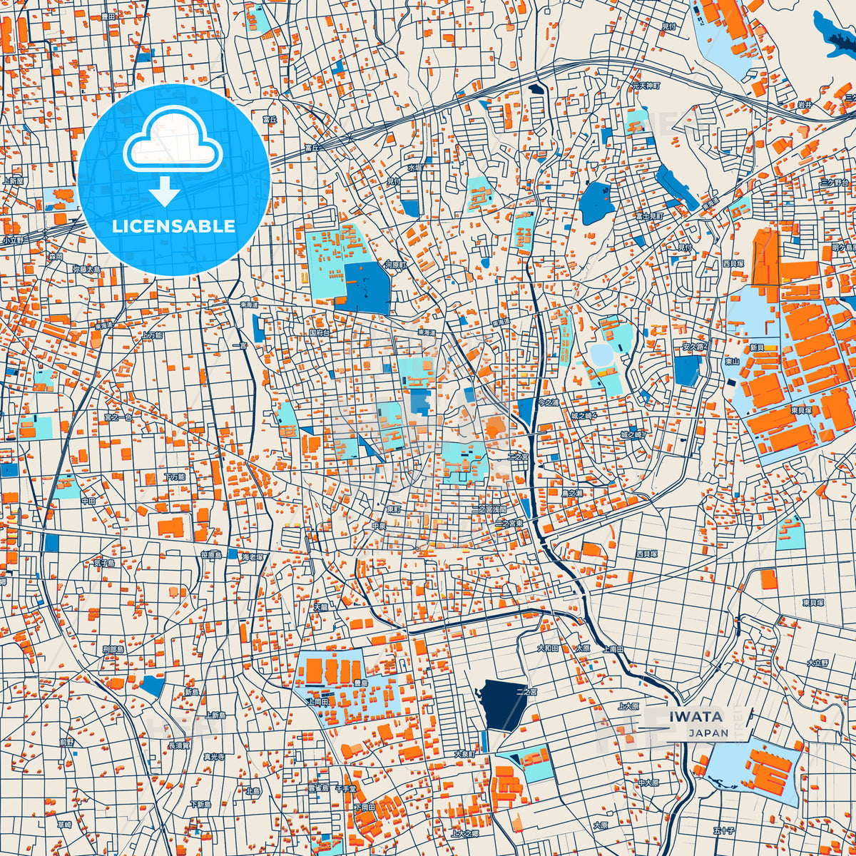 Canvas Print Template of Iwata Street Map