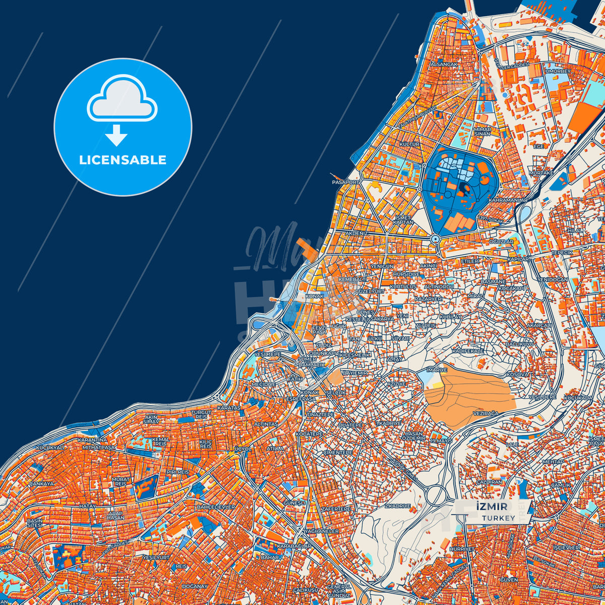 Canvas Print Template of İzmir Street Map