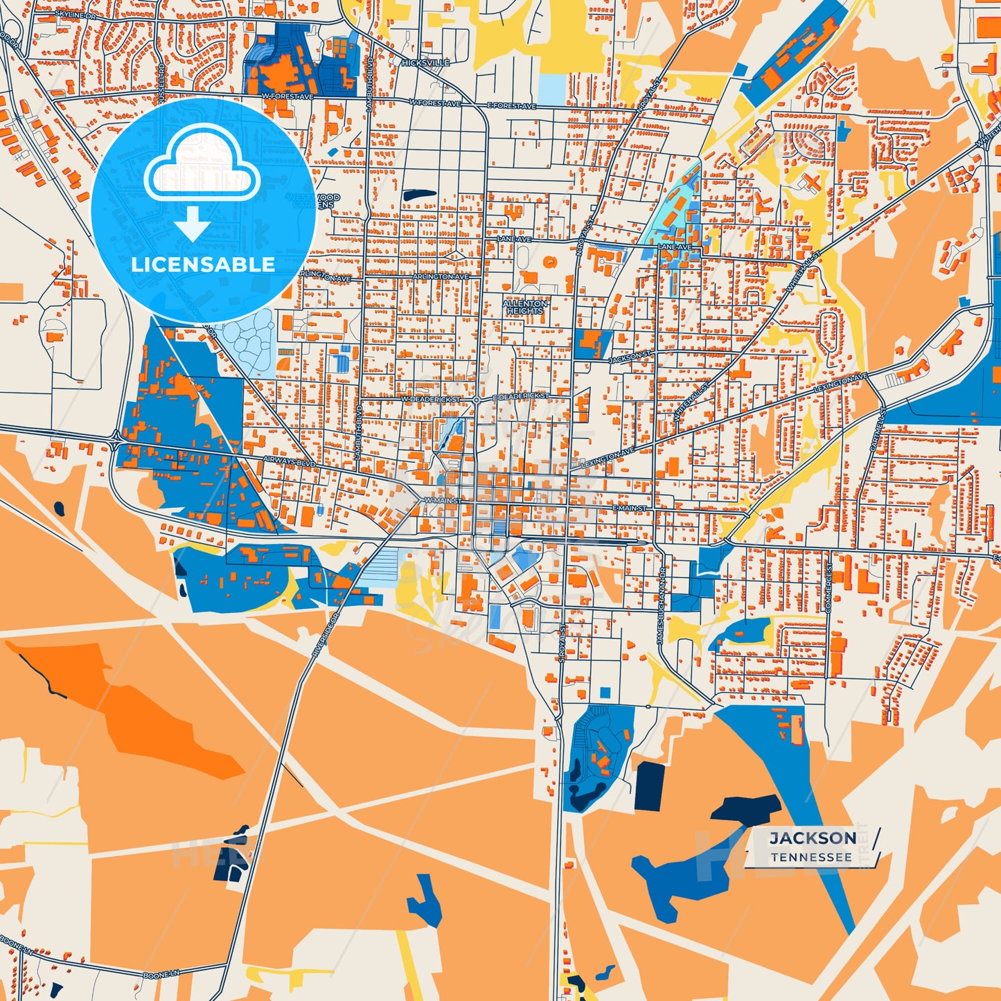 Canvas Print Template of Jackson Street Map
