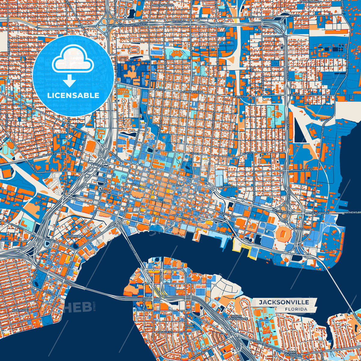 Canvas Print Template of Jacksonville Street Map