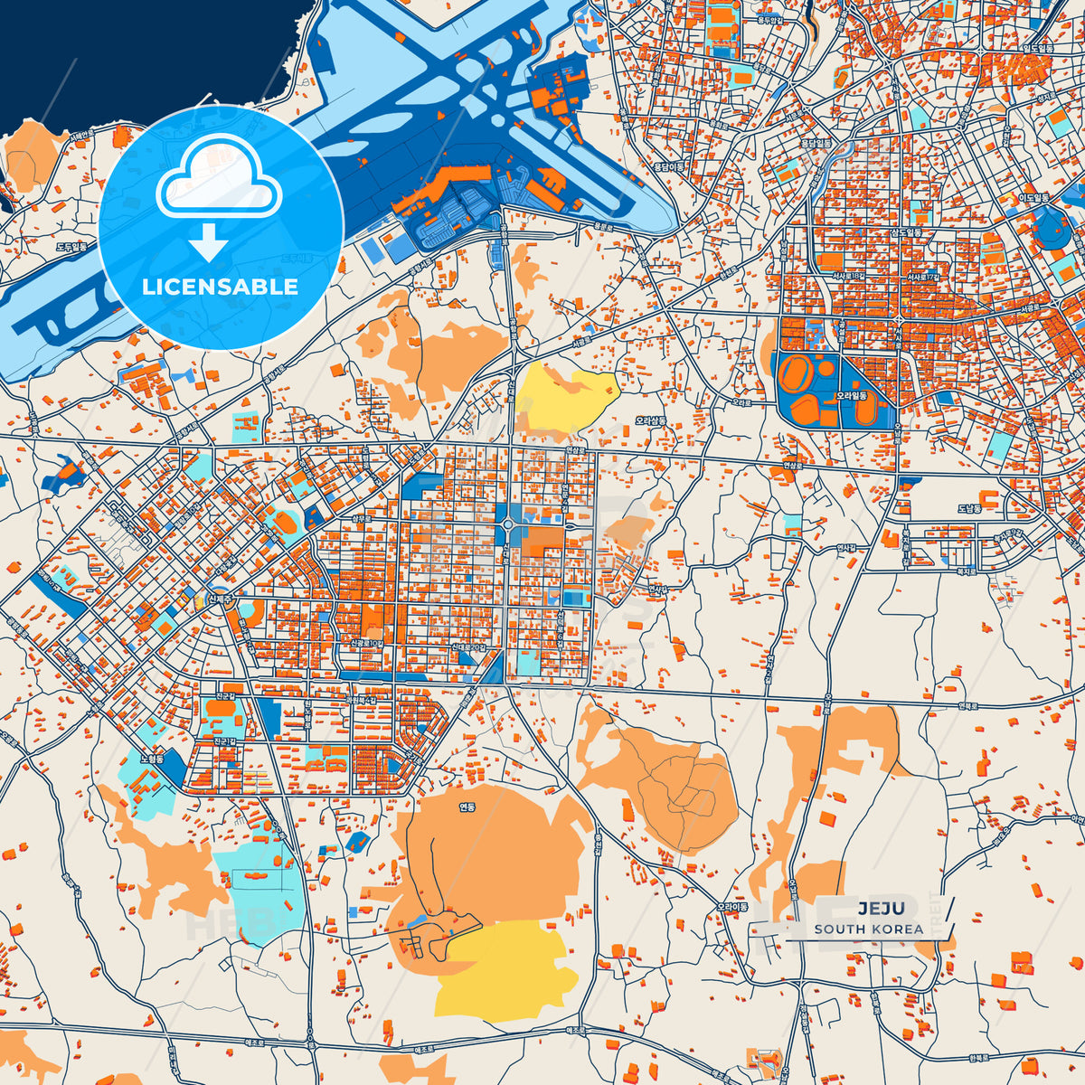 Canvas Print Template of Jeju Street Map