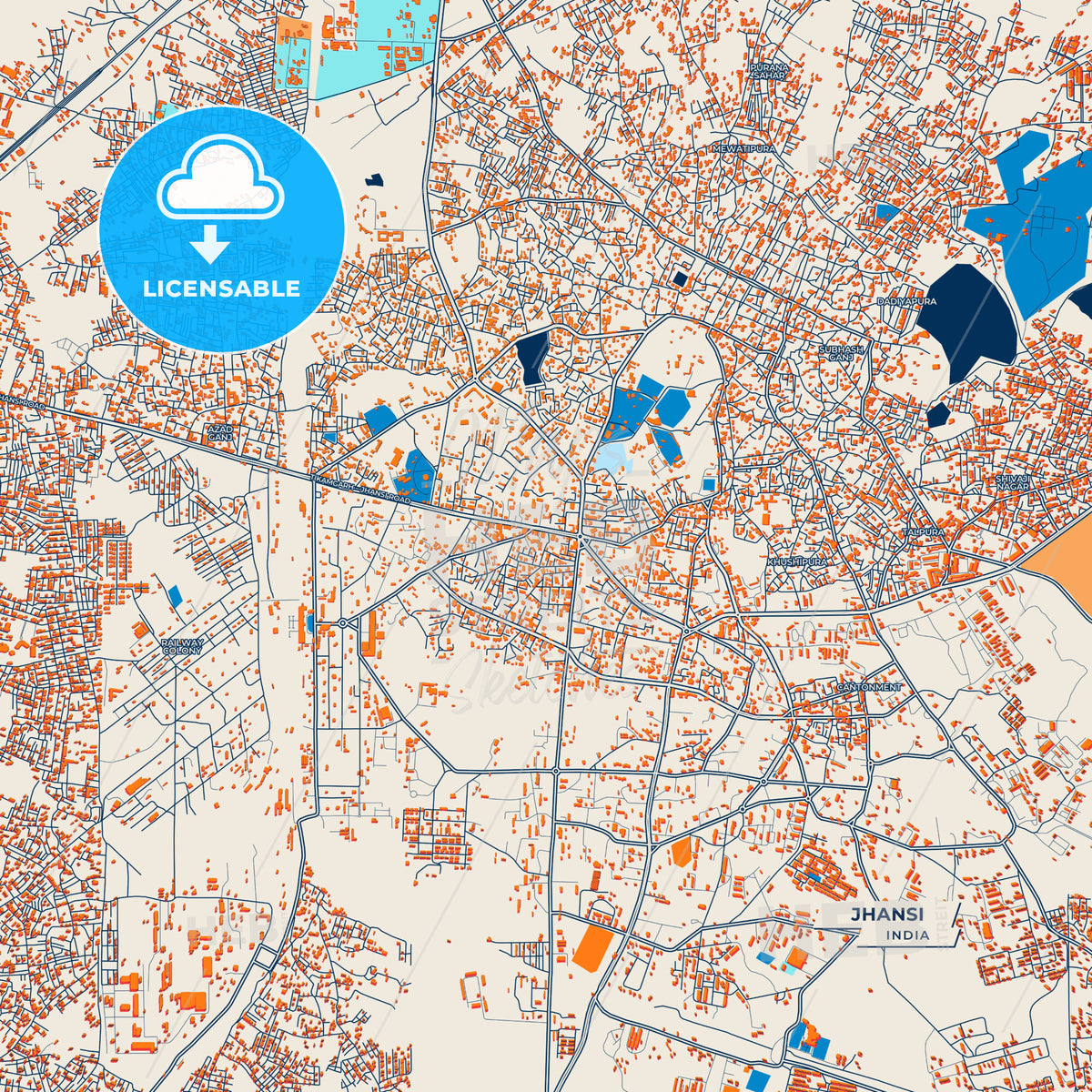 Canvas Print Template of Jhansi Street Map