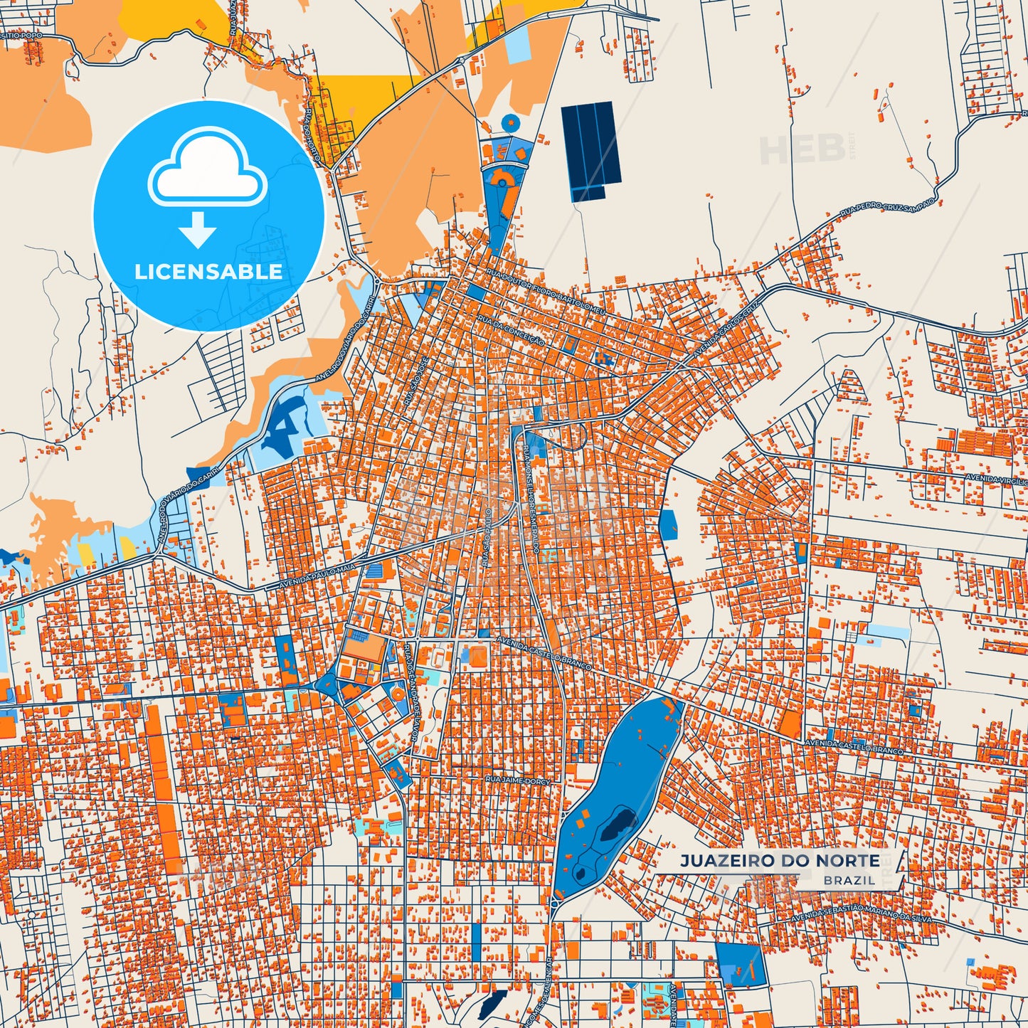 Canvas Print Template of Juazeiro do Norte Street Map
