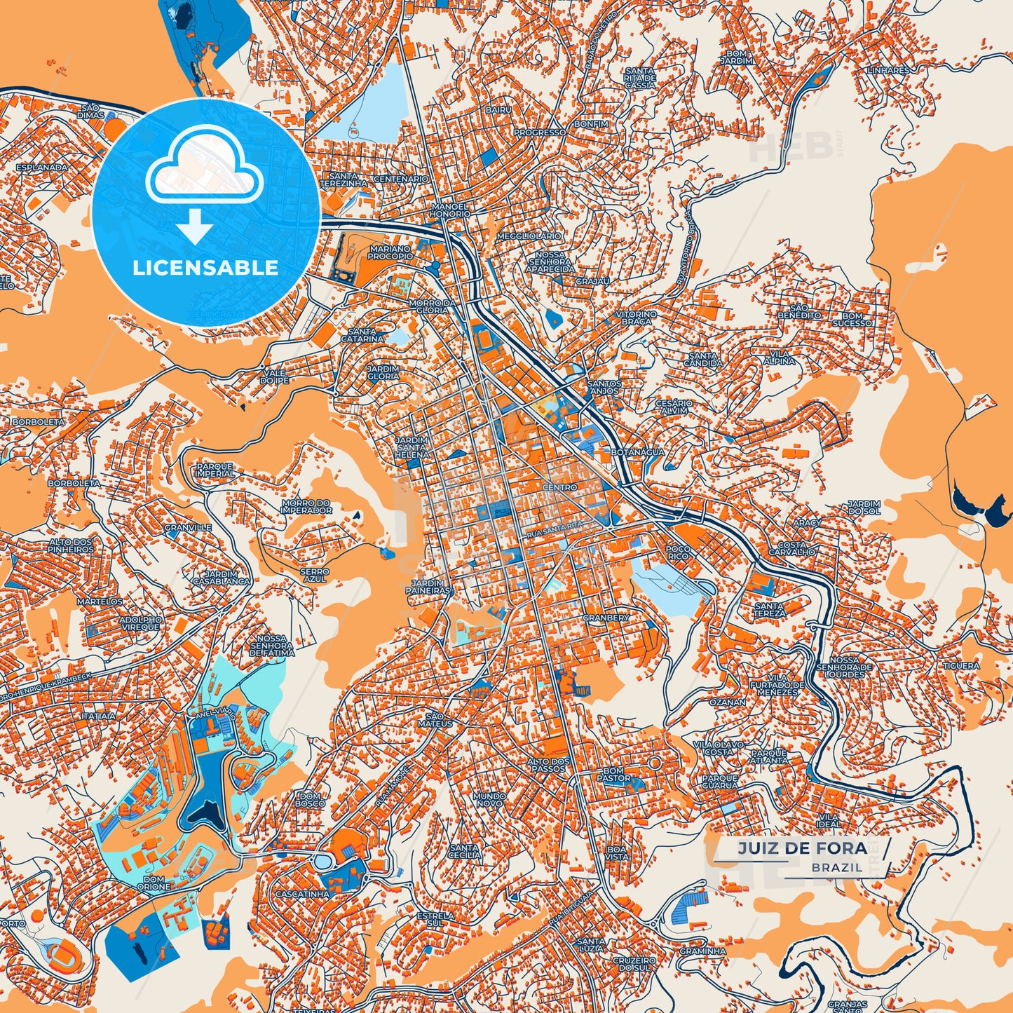 Canvas Print Template of Juiz de Fora Street Map