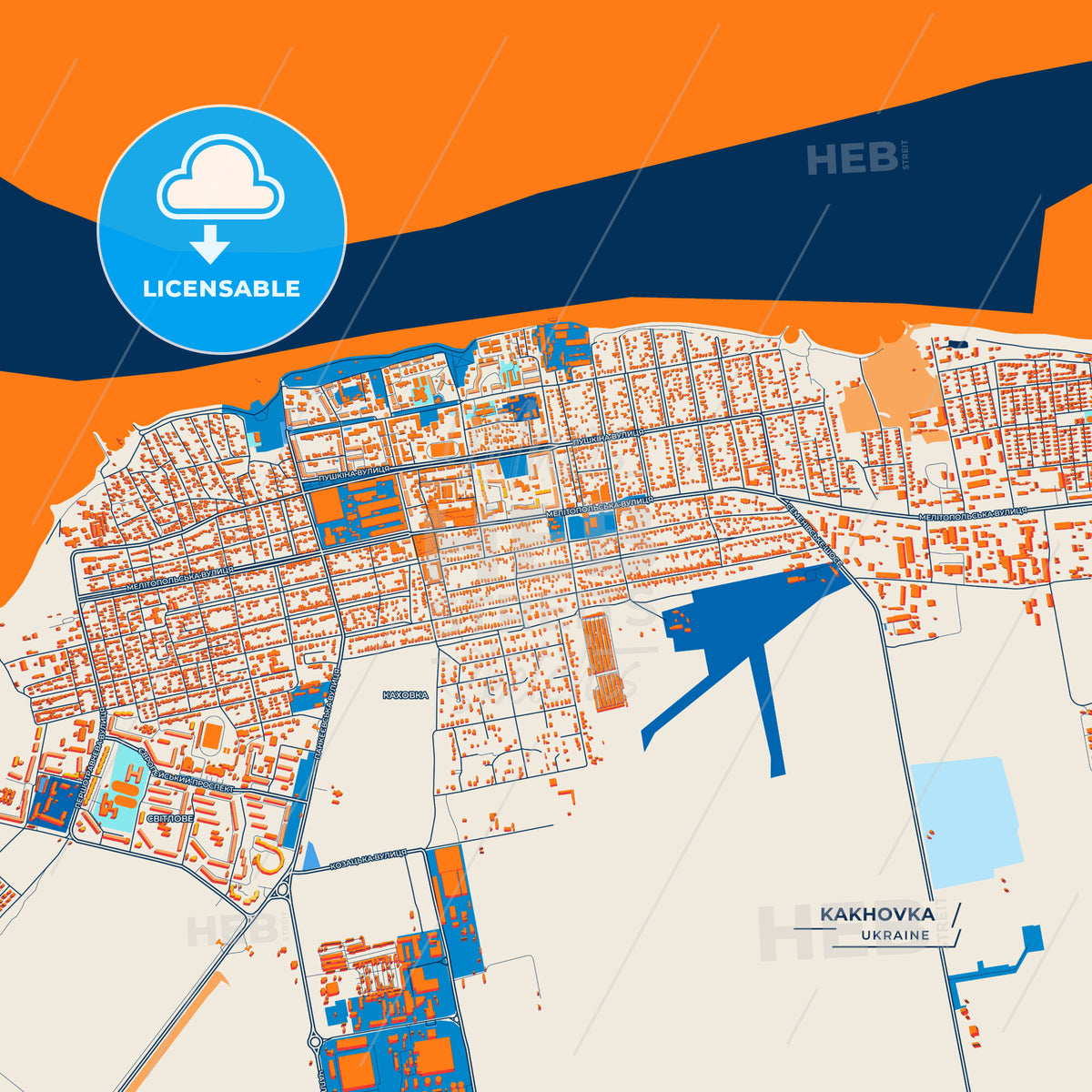 Canvas Print Template of Kakhovka Street Map