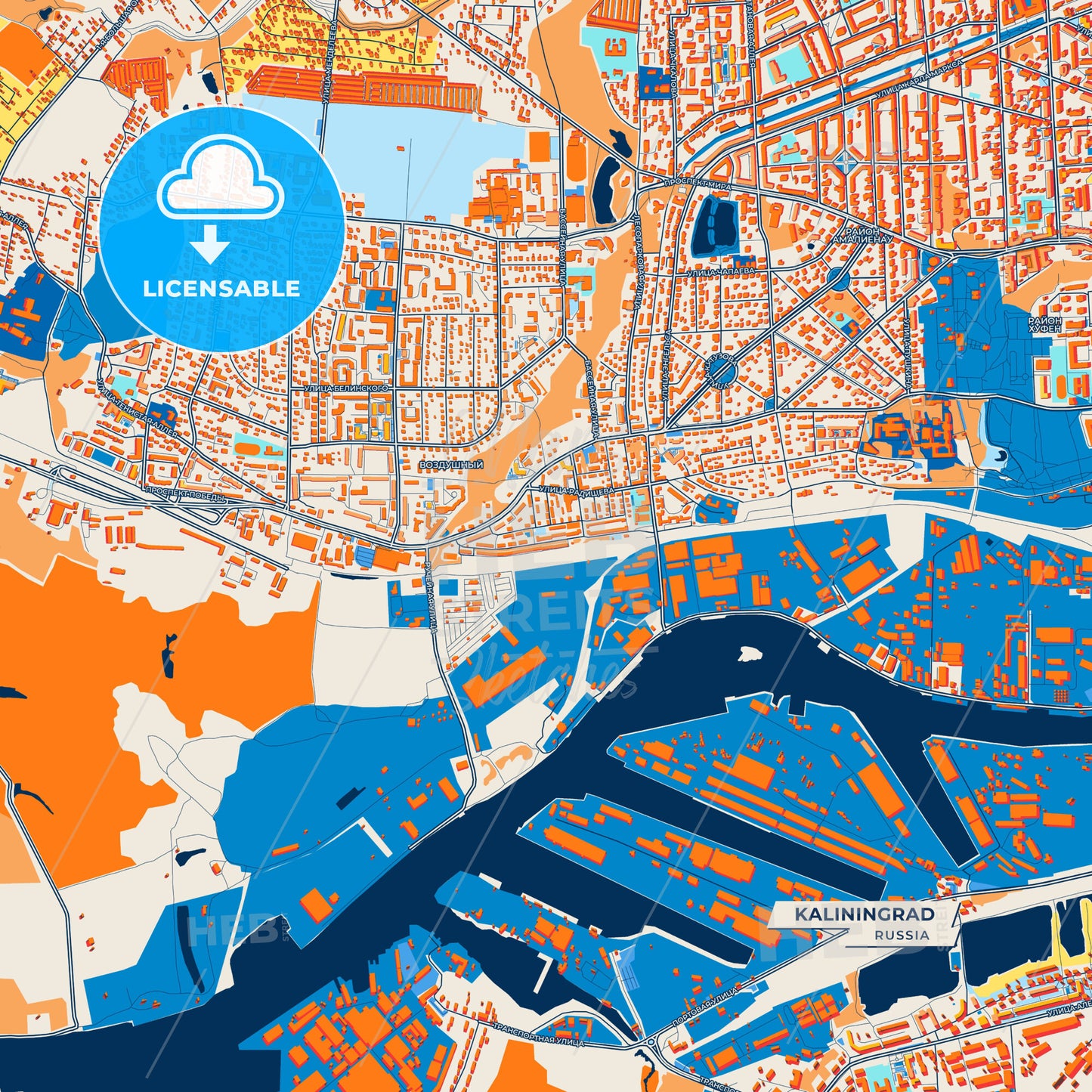 Canvas Print Template of Kaliningrad Street Map