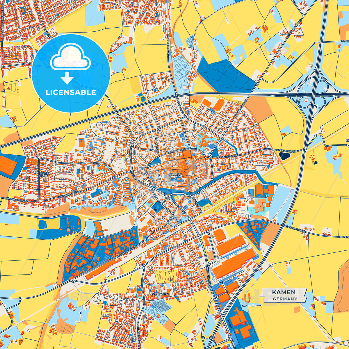 Canvas Print Template of Kamen Street Map