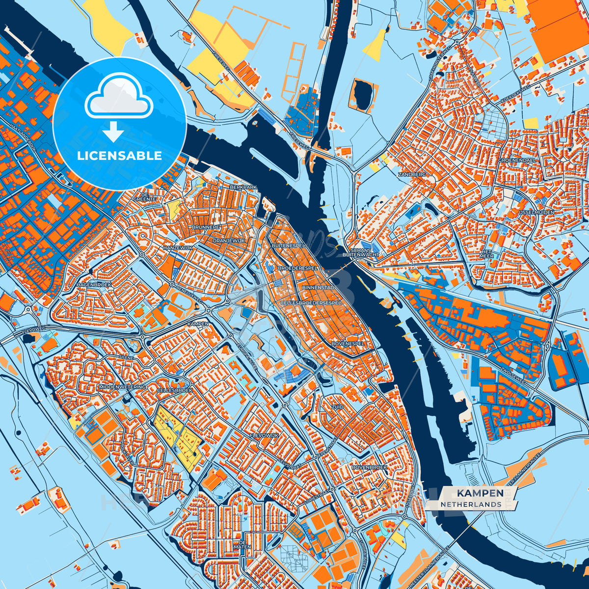Canvas Print Template of Kampen Street Map