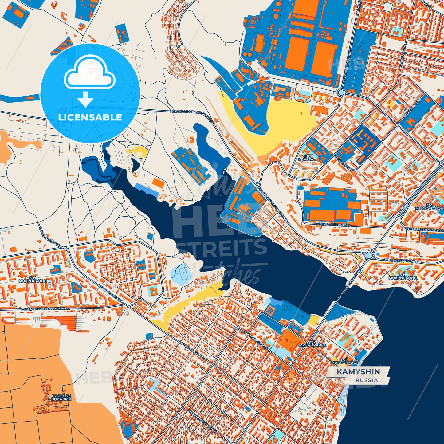 Canvas Print Template of Kamyshin Street Map