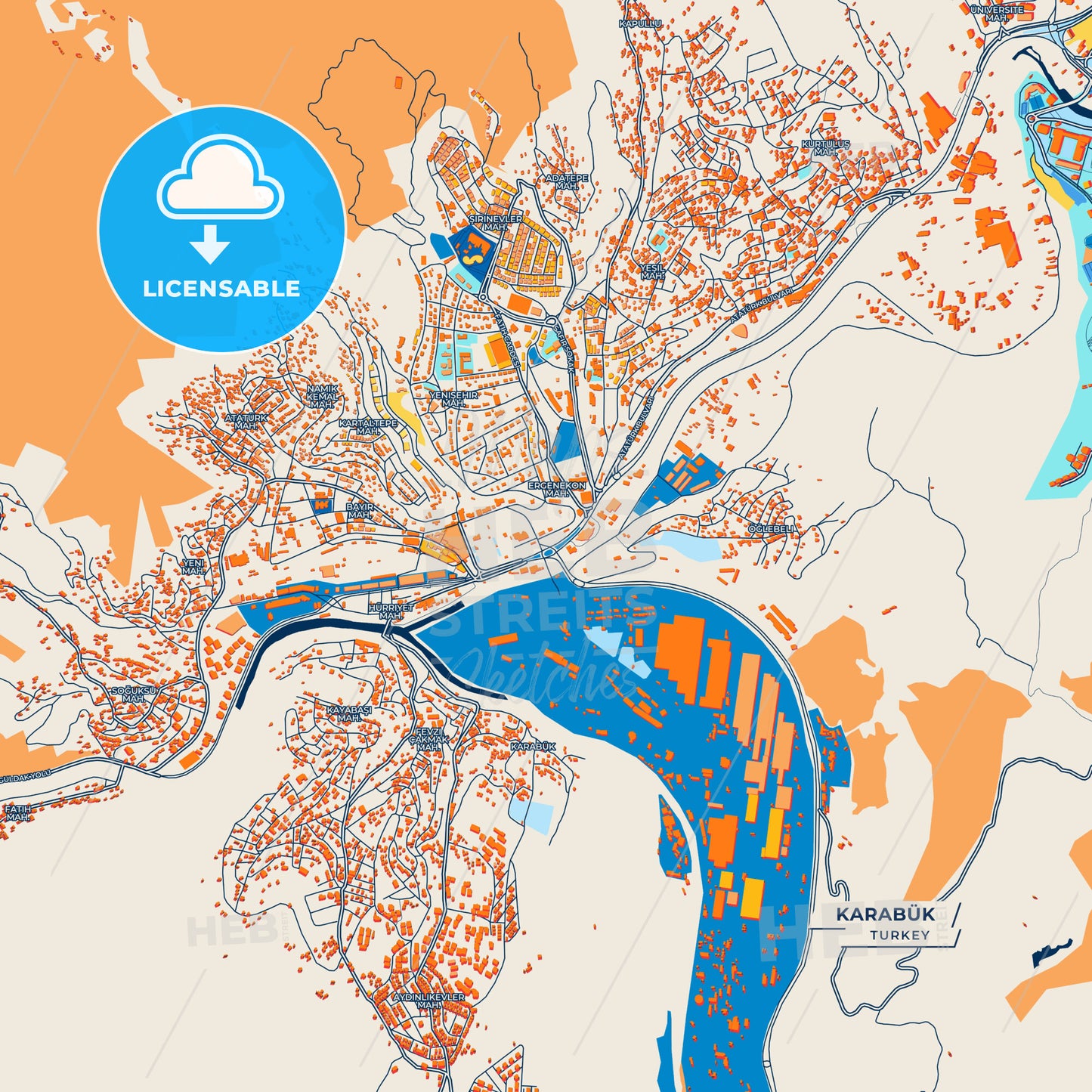 Canvas Print Template of Karabük Street Map