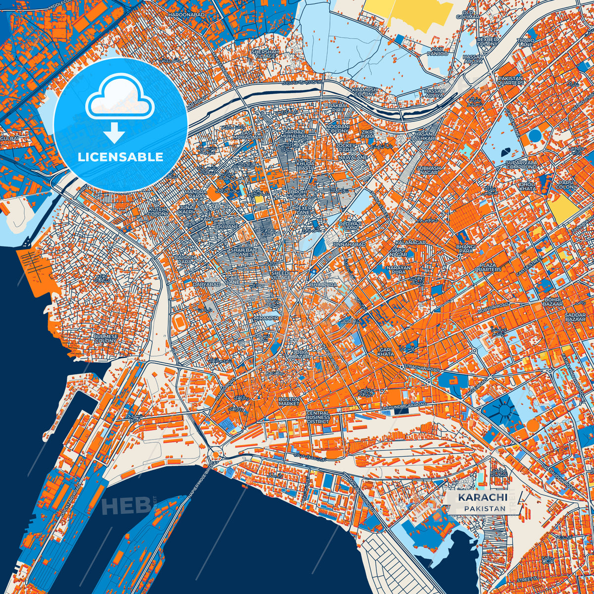 Canvas Print Template of Karachi Street Map